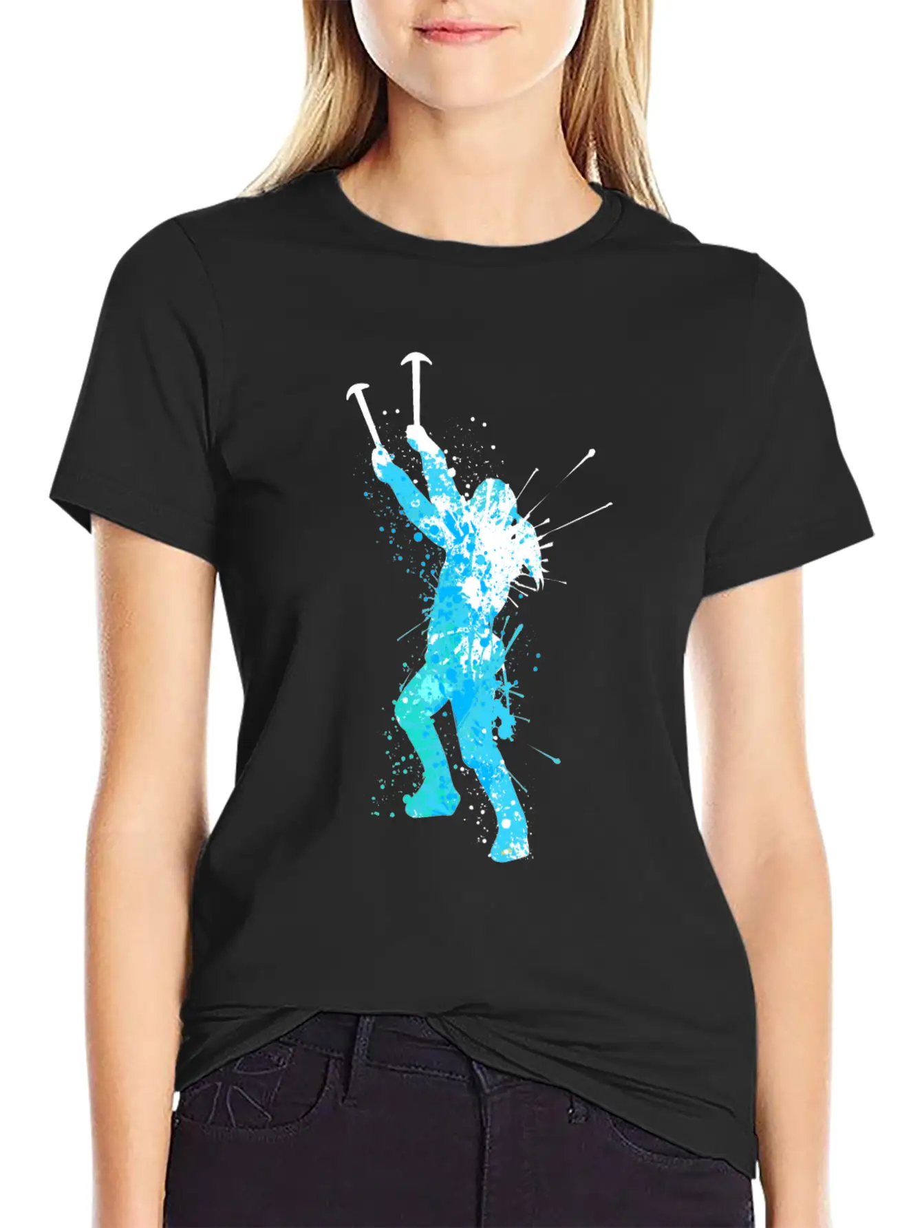 Splash Art Wintersport Ice Climbing Unisex Short Sleeve Soft Cotton T-Shirt – Casual Everyday Wear