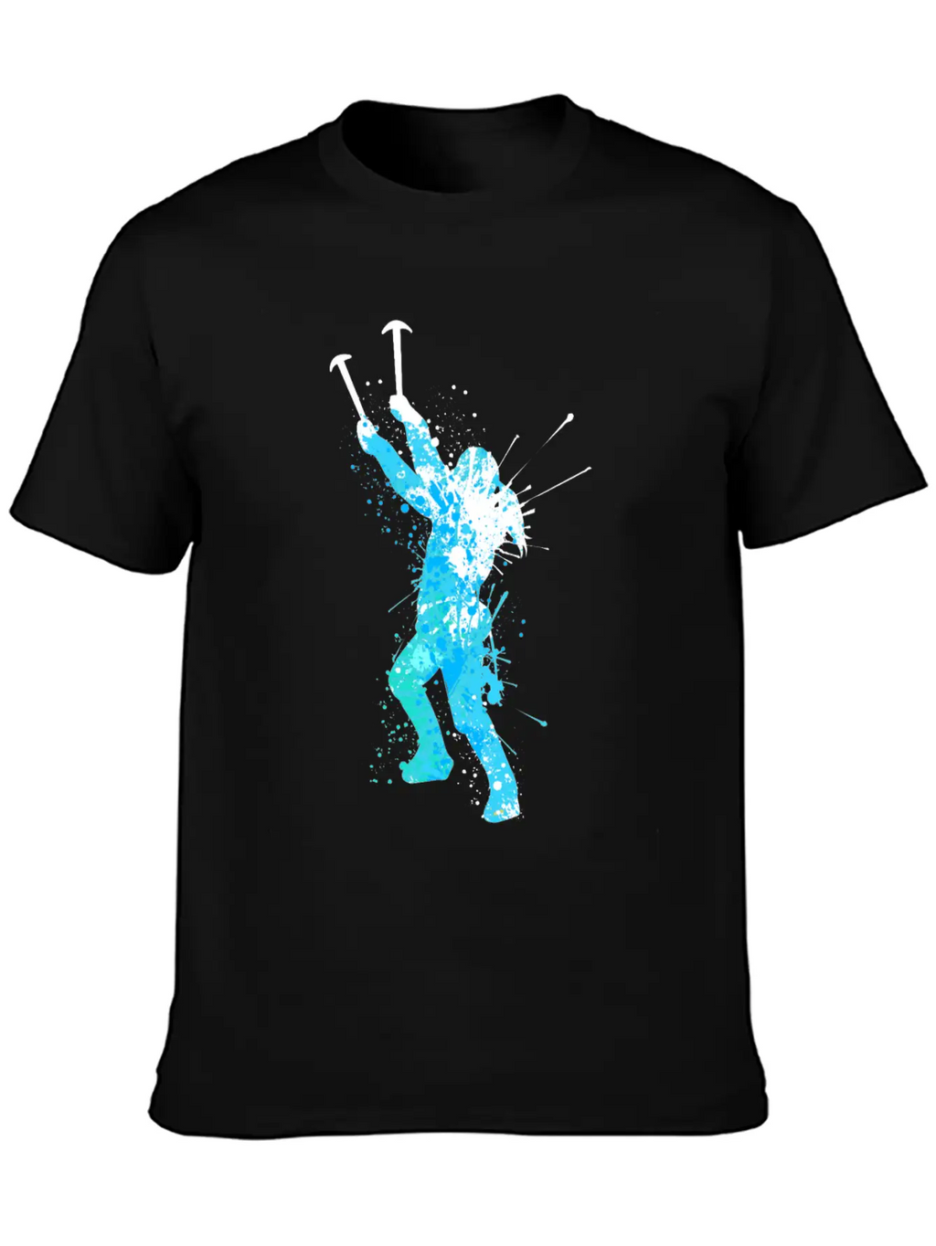 Splash Art Wintersport Ice Climbing Unisex Short Sleeve Soft Cotton T-Shirt – Casual Everyday Wear