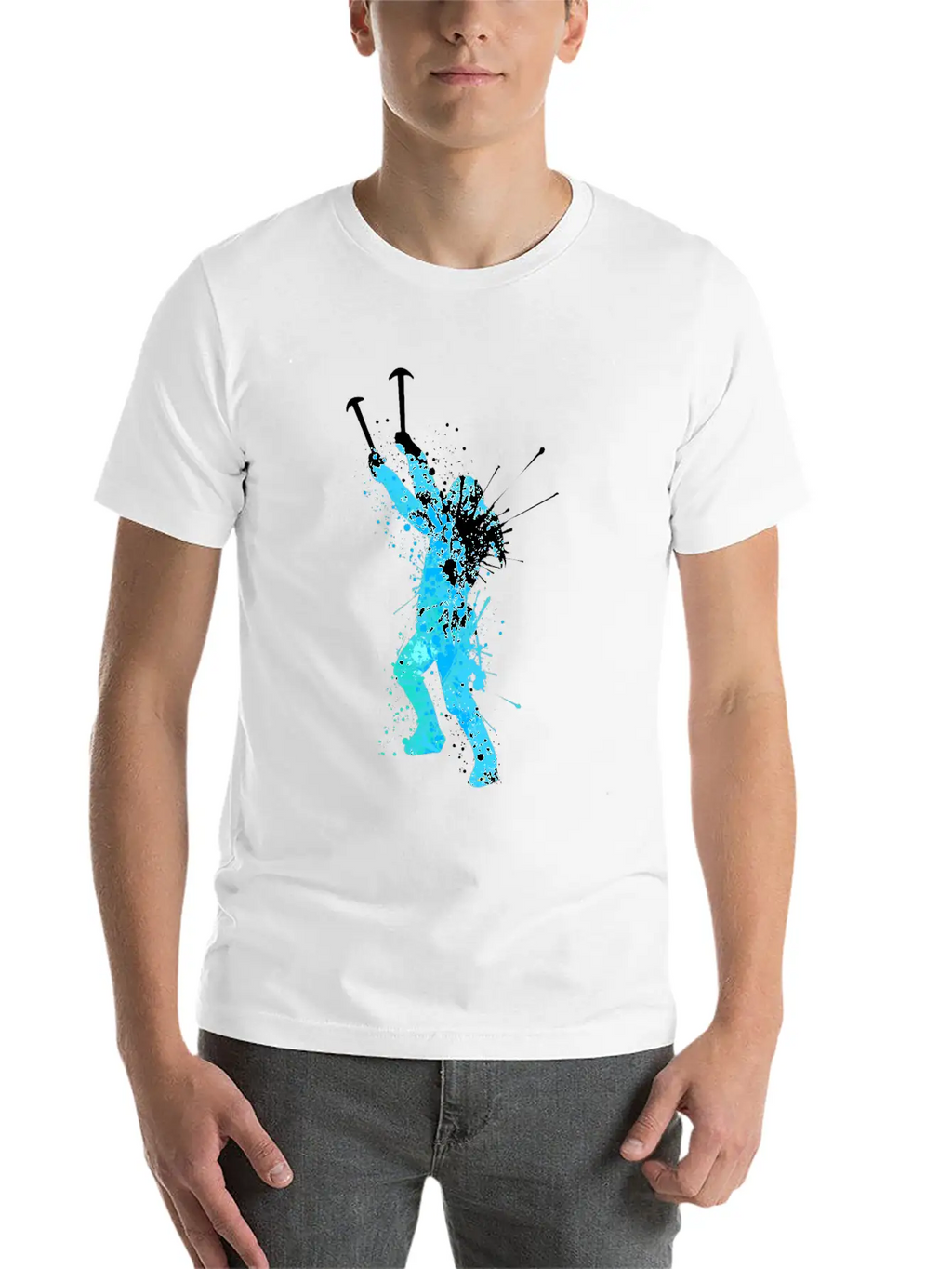Splash Art Wintersport Ice Climbing Unisex Short Sleeve Soft Cotton T-Shirt – Casual Everyday Wear