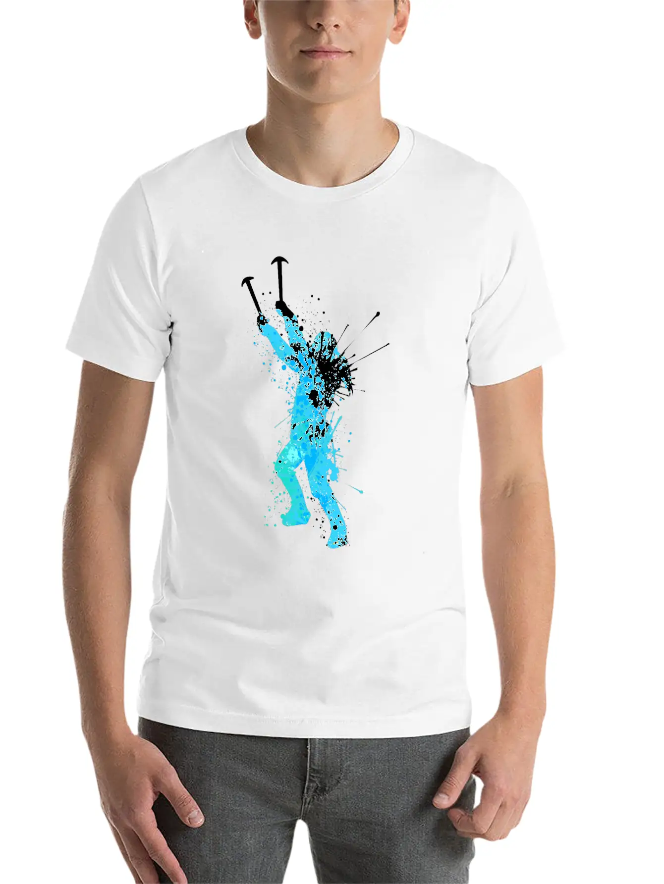 Splash Art Wintersport Ice Climbing Unisex Short Sleeve Soft Cotton T-Shirt – Casual Everyday Wear