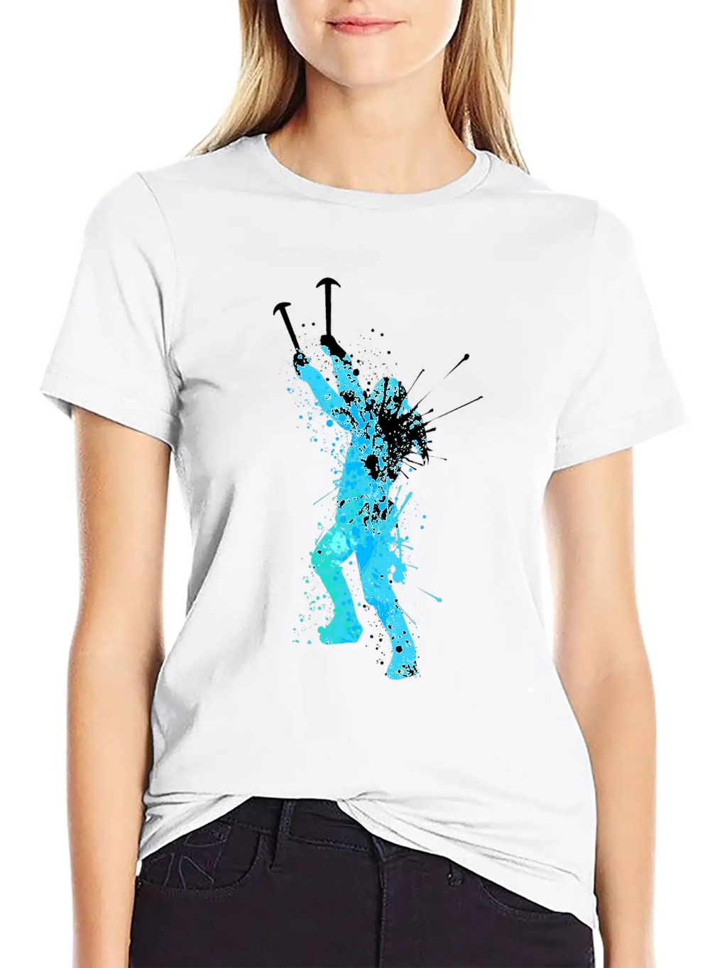 Splash Art Wintersport Ice Climbing Unisex Short Sleeve Soft Cotton T-Shirt – Casual Everyday Wear
