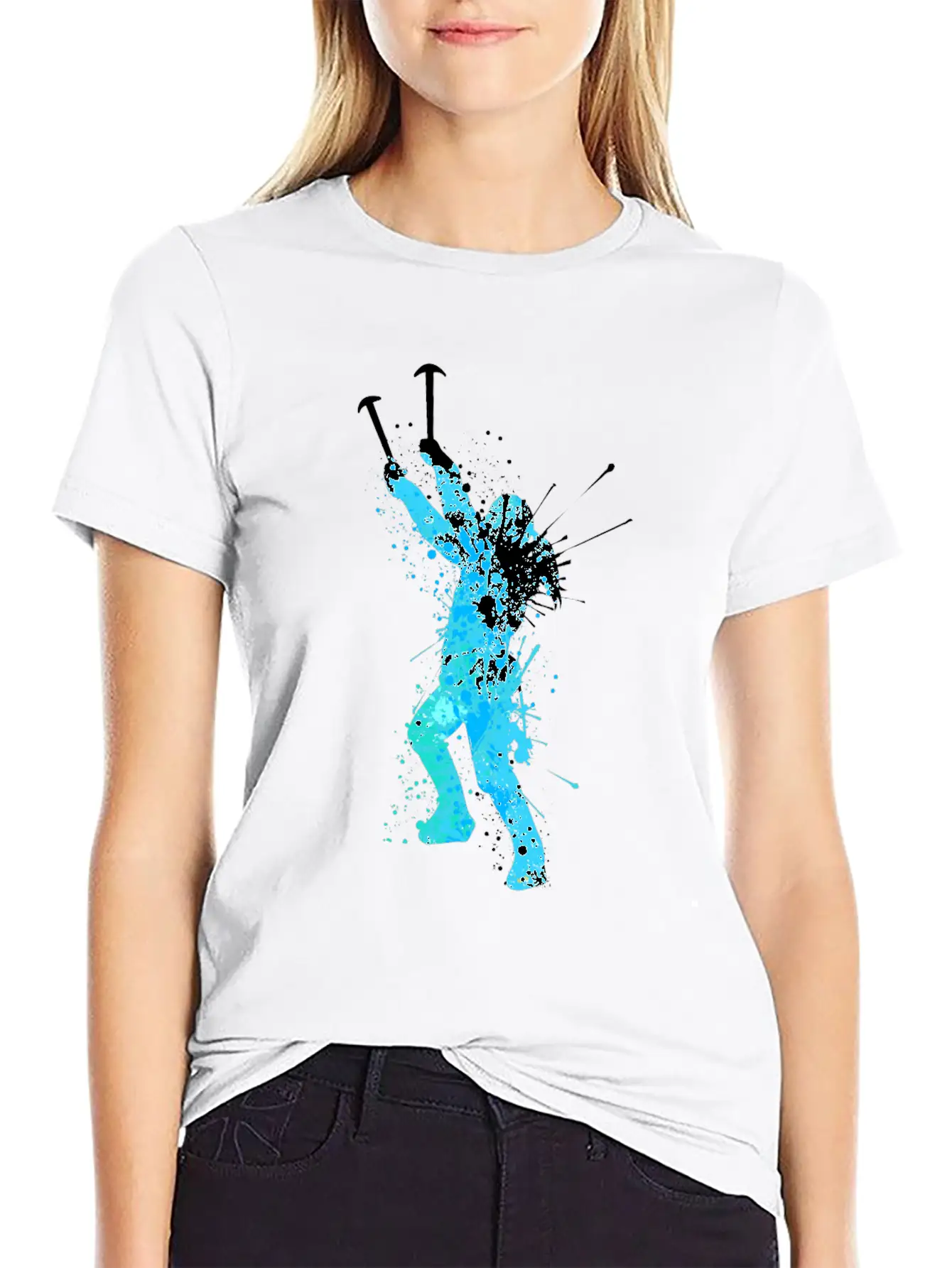 Splash Art Wintersport Ice Climbing Unisex Short Sleeve Soft Cotton T-Shirt – Casual Everyday Wear