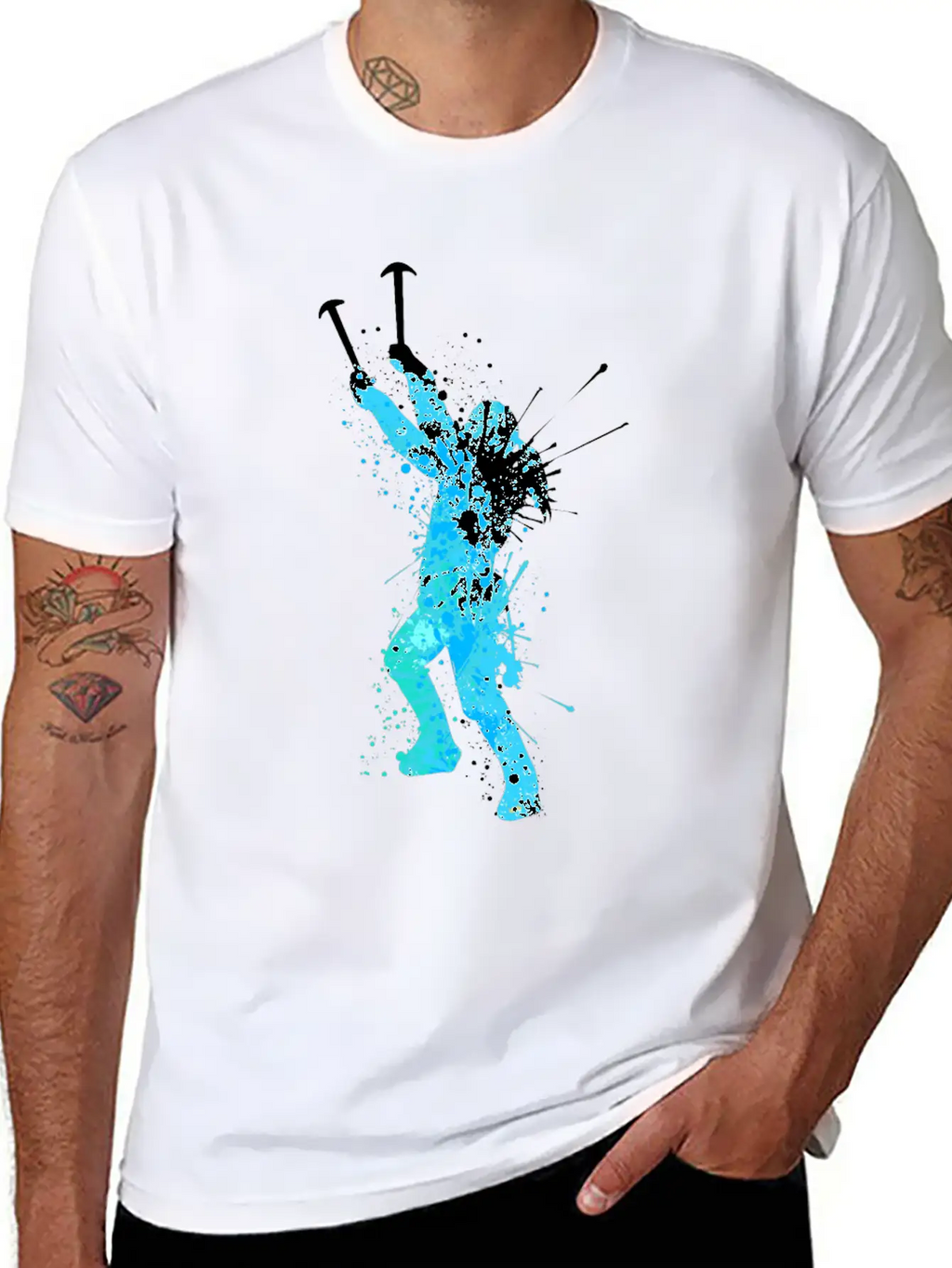 Splash Art Wintersport Ice Climbing Unisex Short Sleeve Soft Cotton T-Shirt – Casual Everyday Wear