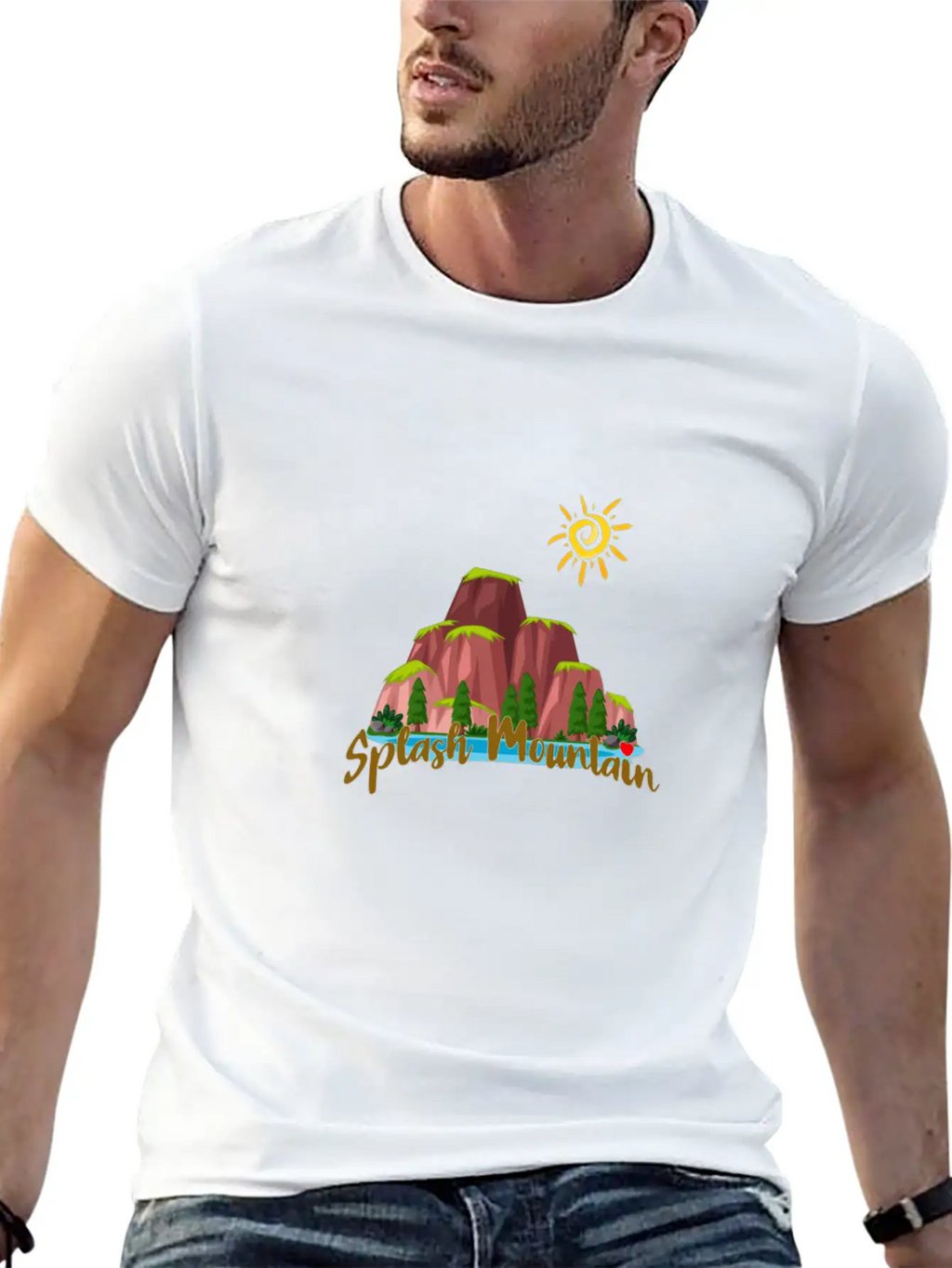 Splash Mountain - Happy Picnic Unisex Short Sleeve Soft Cotton T-Shirt – Casual Everyday Wear