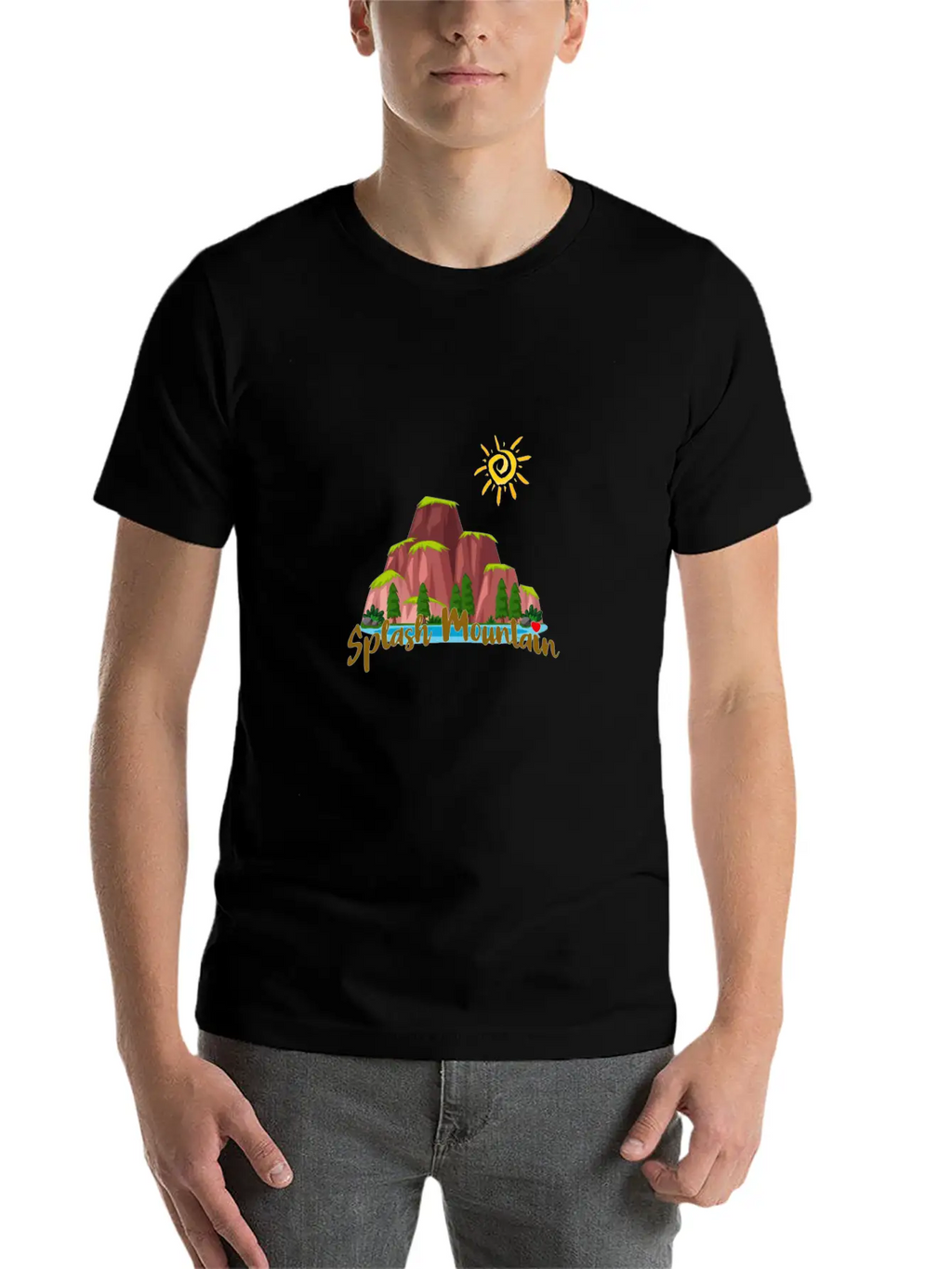 Splash Mountain - Happy Picnic Unisex Short Sleeve Soft Cotton T-Shirt – Casual Everyday Wear