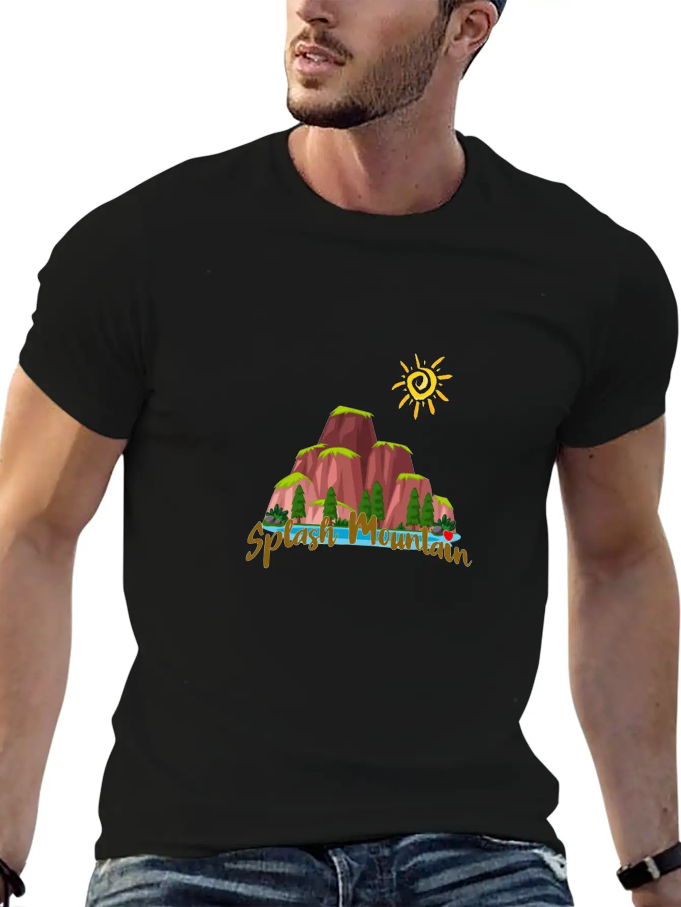 Splash Mountain - Happy Picnic Unisex Short Sleeve Soft Cotton T-Shirt – Casual Everyday Wear