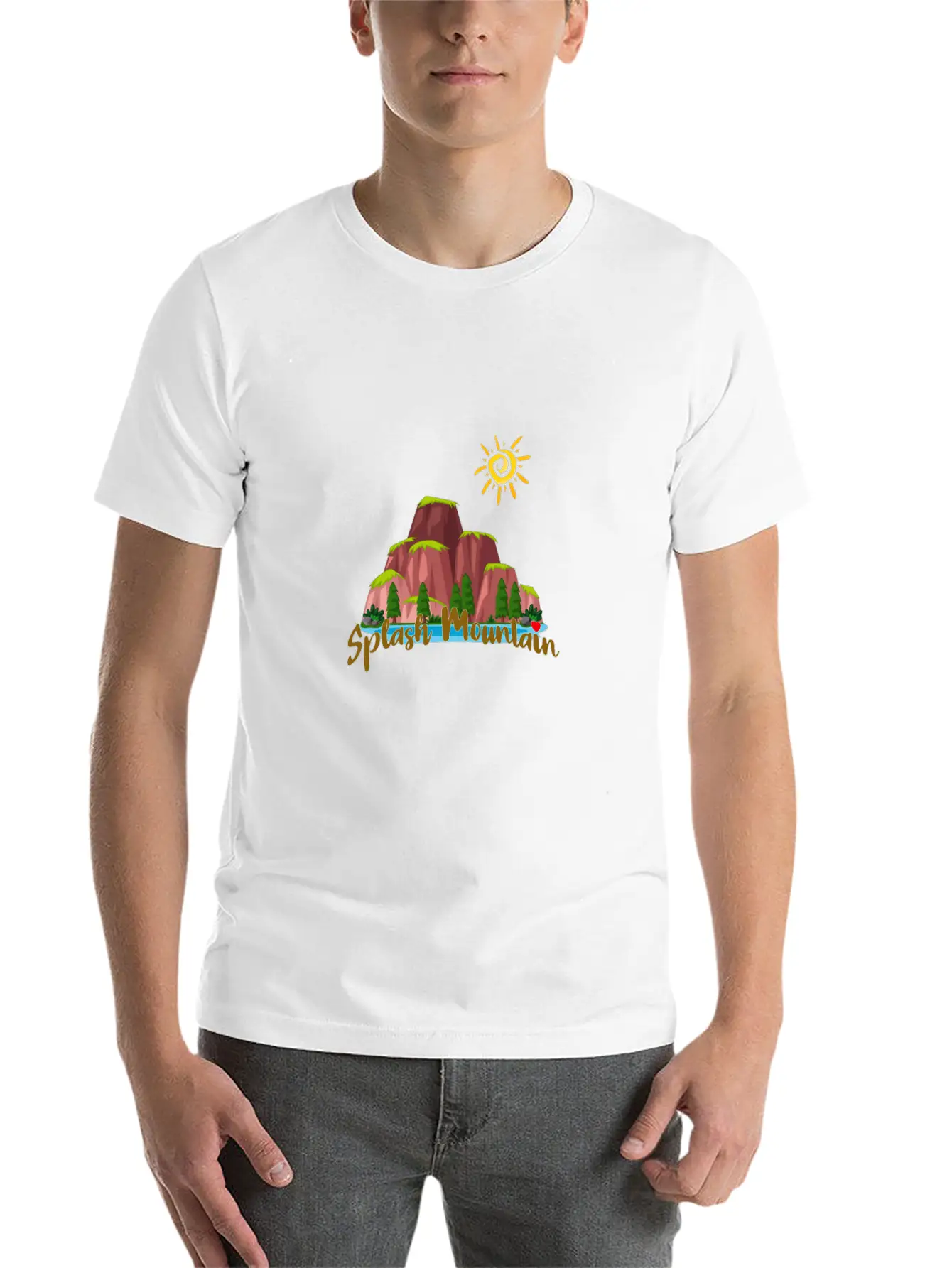 Splash Mountain - Happy Picnic Unisex Short Sleeve Soft Cotton T-Shirt – Casual Everyday Wear