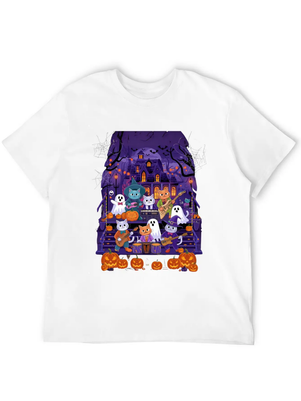 Spooky Cat Concert Stylish Everyday T-Shirt – Unisex Basic Cotton Tee