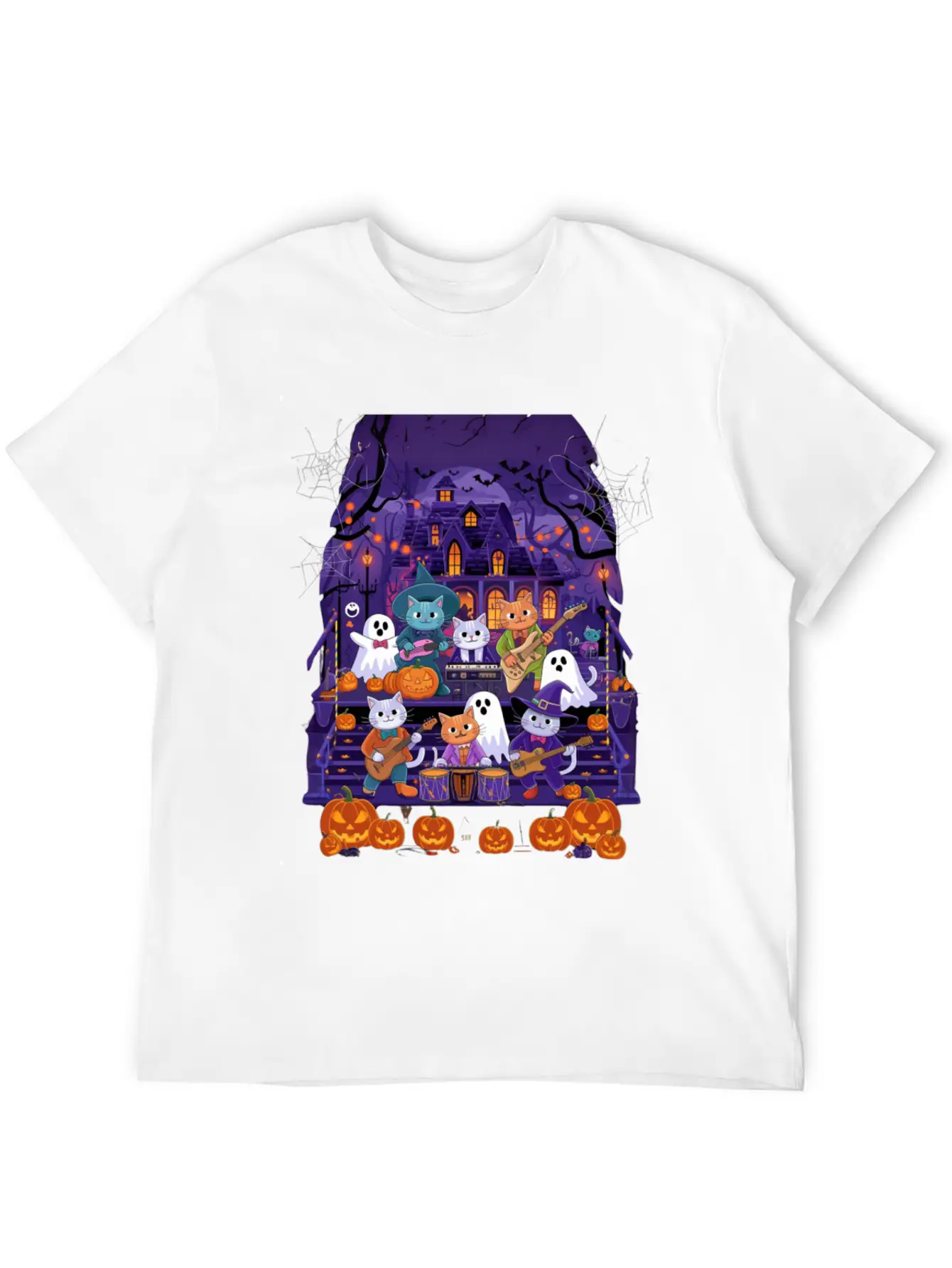 Spooky Cat Concert Stylish Everyday T-Shirt – Unisex Basic Cotton Tee