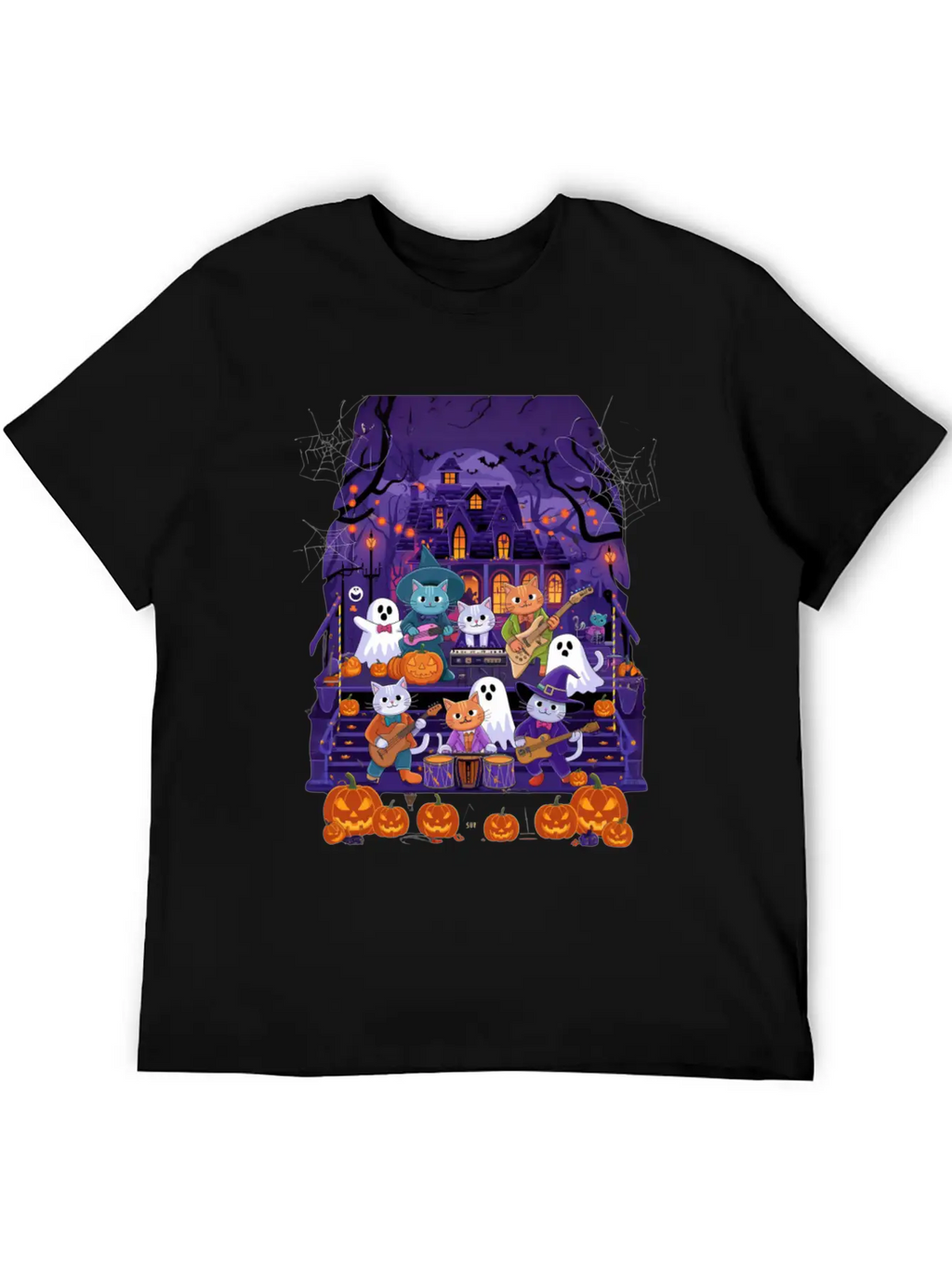 Spooky Cat Concert Stylish Everyday T-Shirt – Unisex Basic Cotton Tee