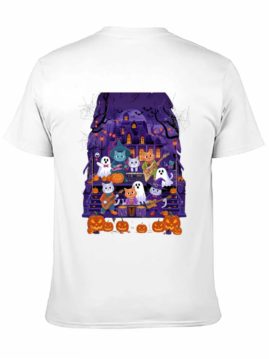 Spooky Cat Concert Stylish Everyday T-Shirt – Unisex Basic Cotton Tee