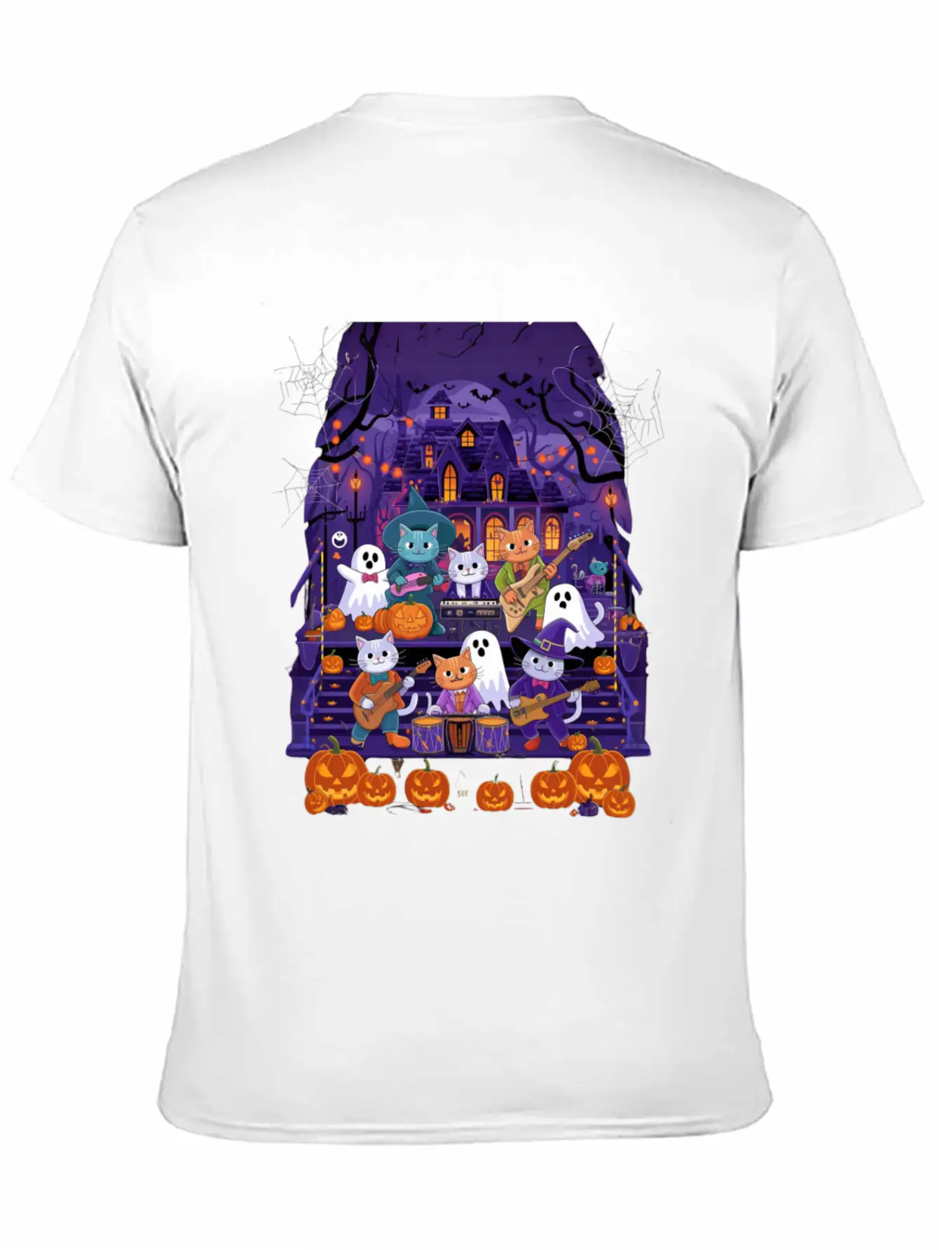 Spooky Cat Concert Stylish Everyday T-Shirt – Unisex Basic Cotton Tee