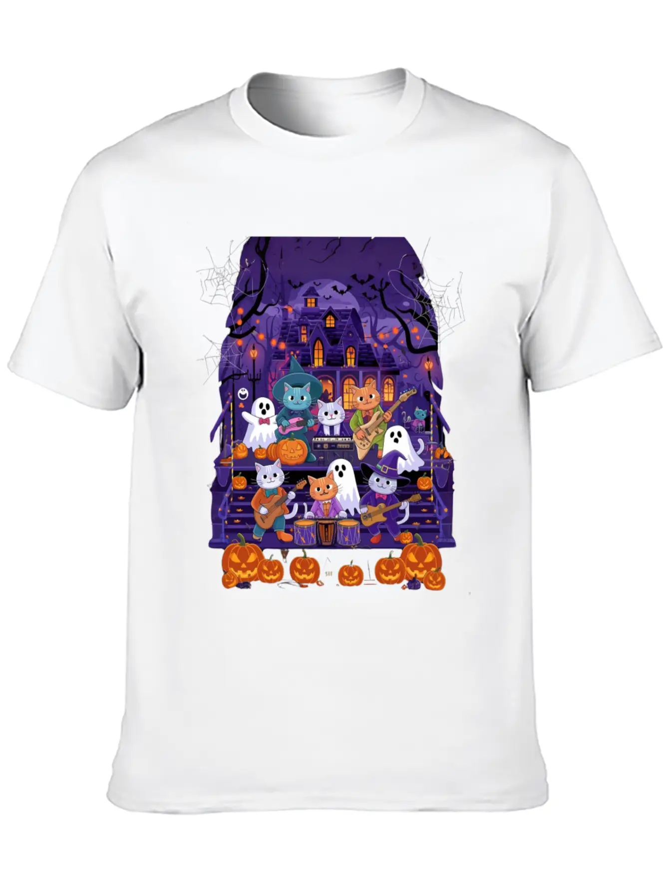Spooky Cat Concert Stylish Everyday T-Shirt – Unisex Basic Cotton Tee