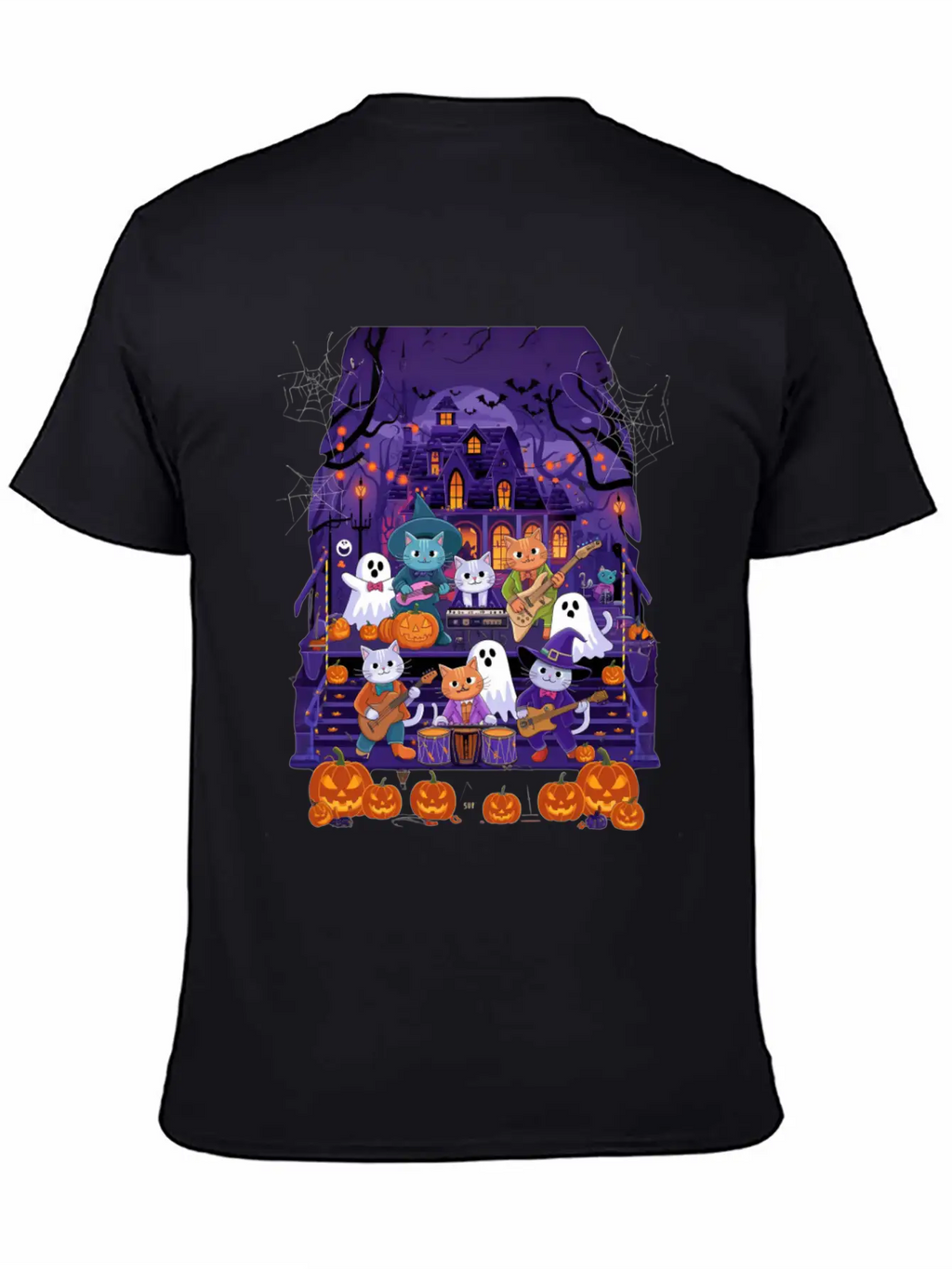 Spooky Cat Concert Stylish Everyday T-Shirt – Unisex Basic Cotton Tee