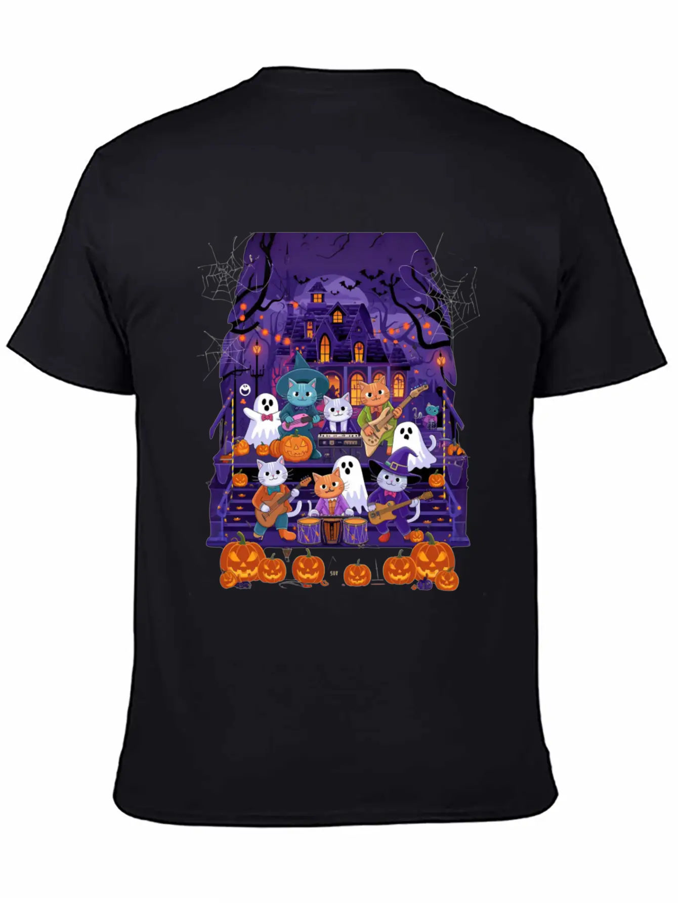 Spooky Cat Concert Stylish Everyday T-Shirt – Unisex Basic Cotton Tee