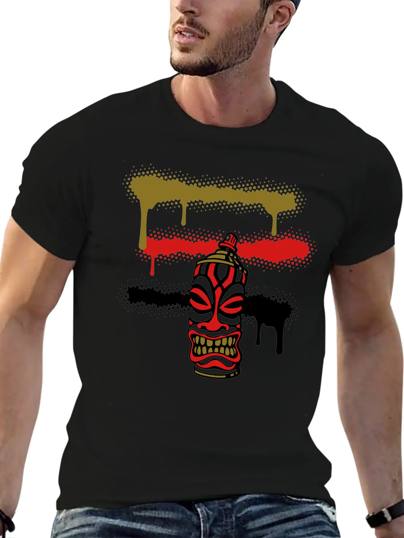 SPRAY STRIPES TIKI (C3P US) Essential Cotton Tee For Daily Outfits – Unisex Style