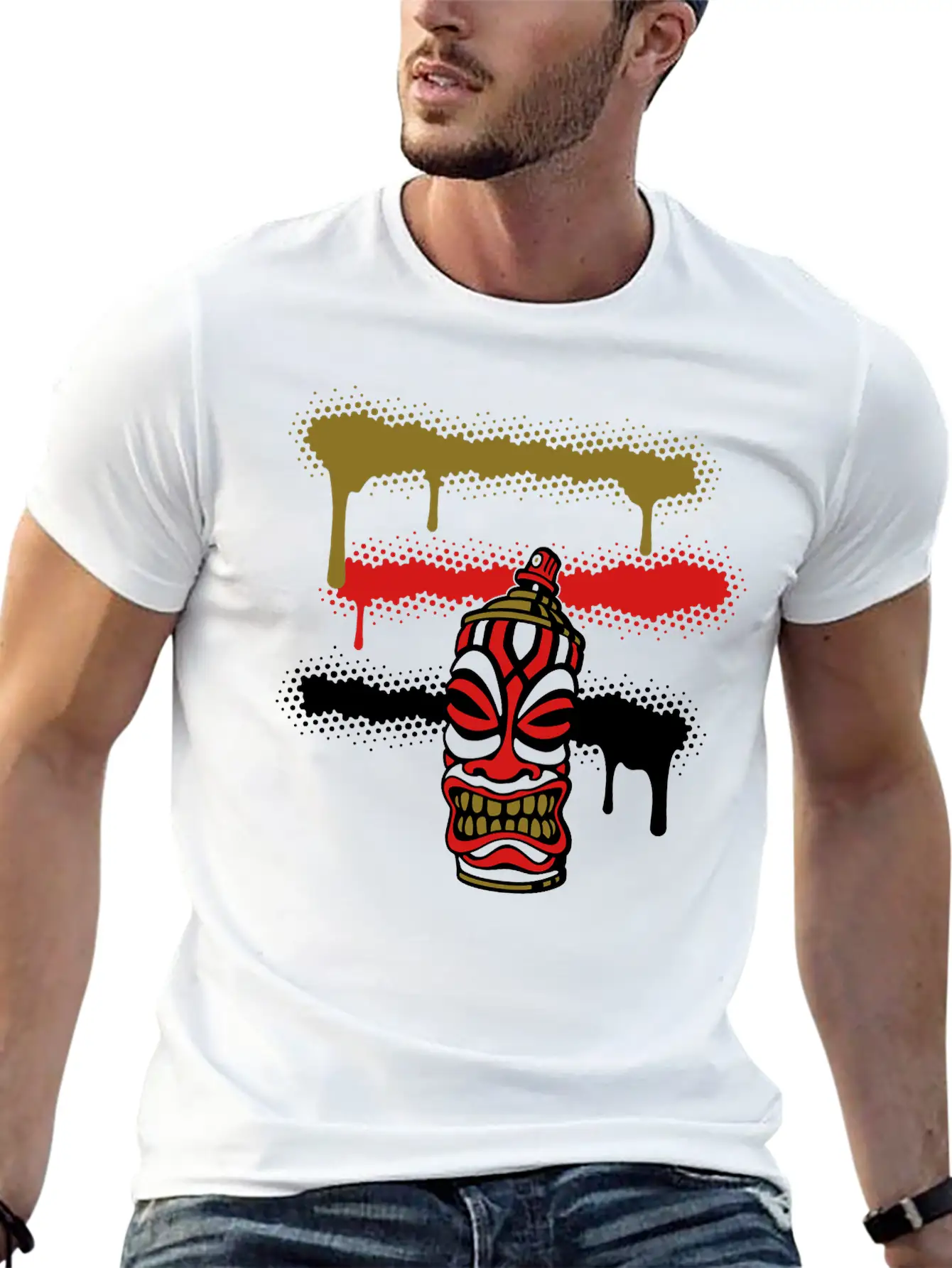 SPRAY STRIPES TIKI (C3P US) Essential Cotton Tee For Daily Outfits – Unisex Style