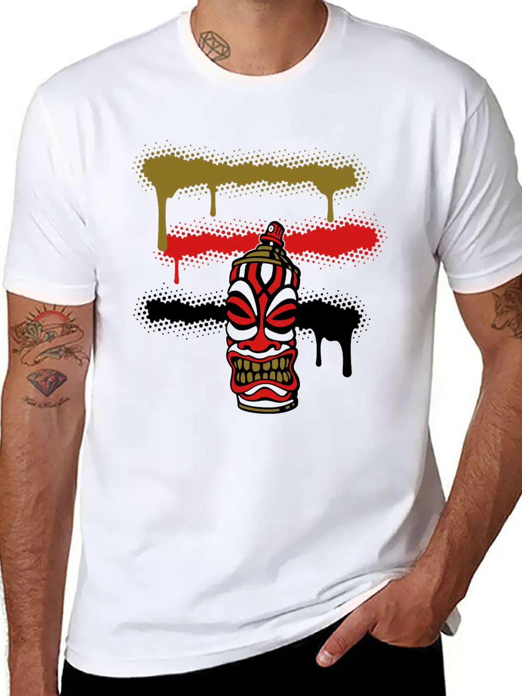 SPRAY STRIPES TIKI (C3P US) Essential Cotton Tee For Daily Outfits – Unisex Style