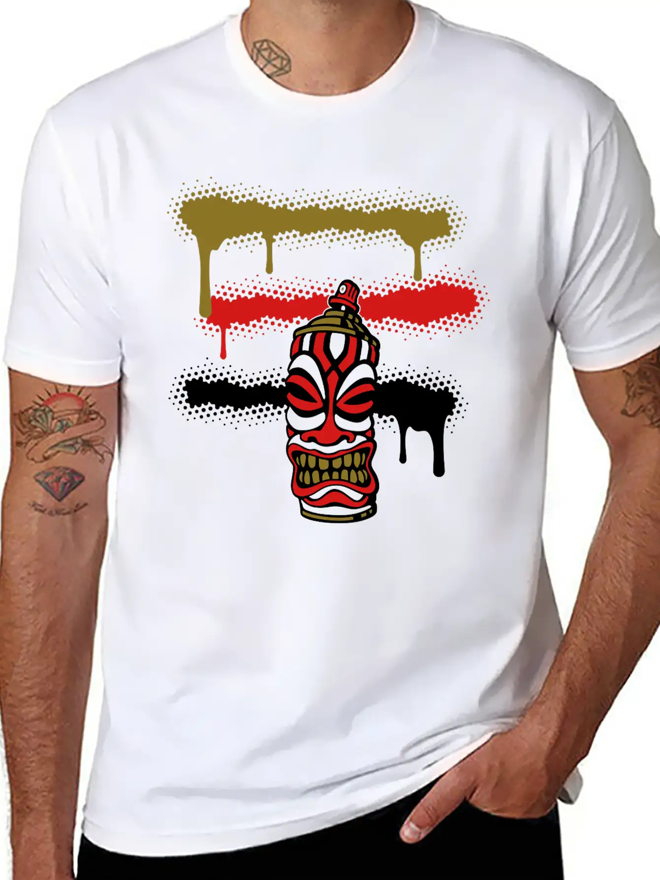 SPRAY STRIPES TIKI (C3P US) Essential Cotton Tee For Daily Outfits – Unisex Style