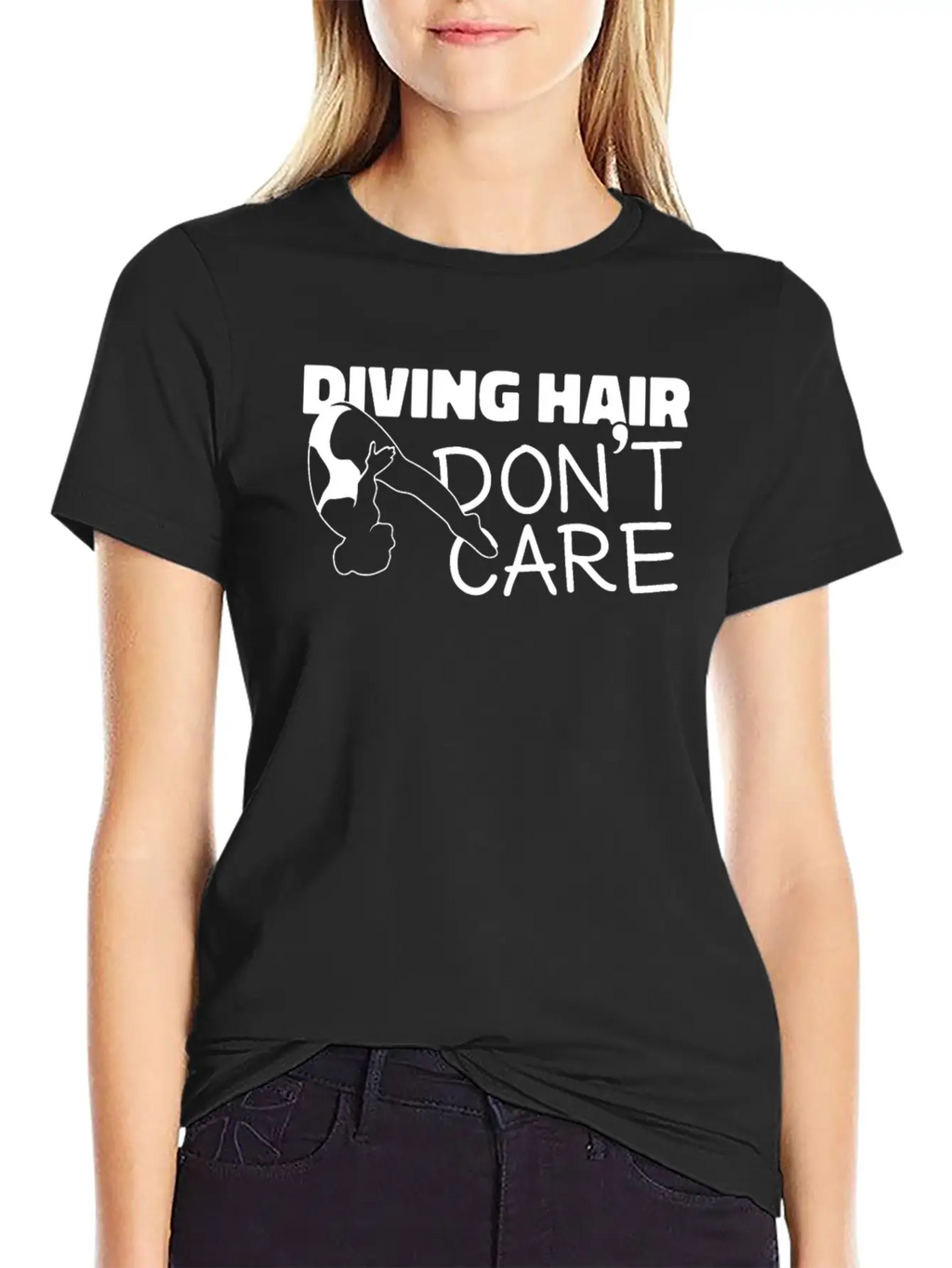 Springboard Diving Girl Diving Hair Dont Care Breathable Soft Cotton T-Shirt – Timeless Casual Look