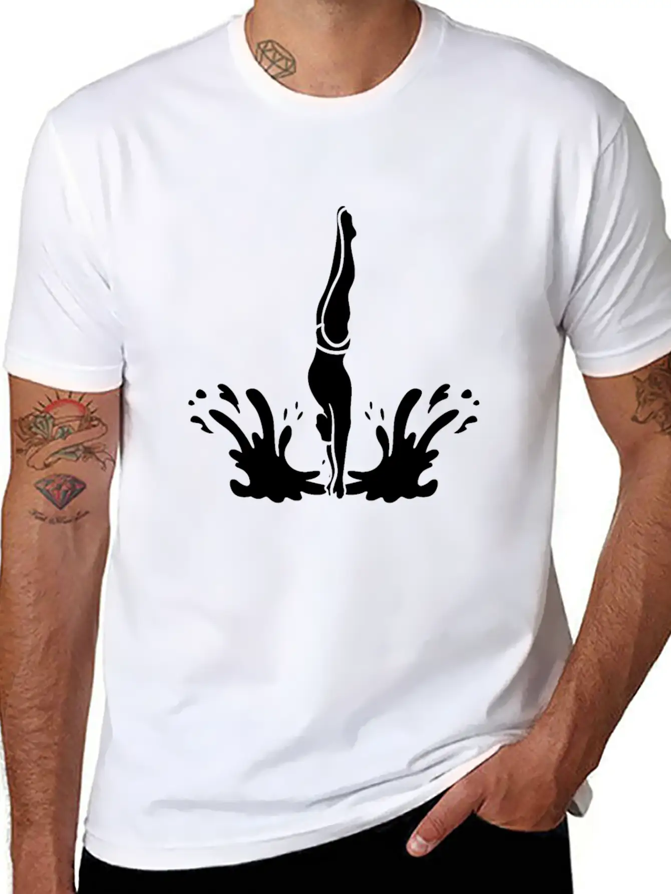 Springboard Diving Splash Essential Cotton Tee For Daily Outfits – Unisex Style