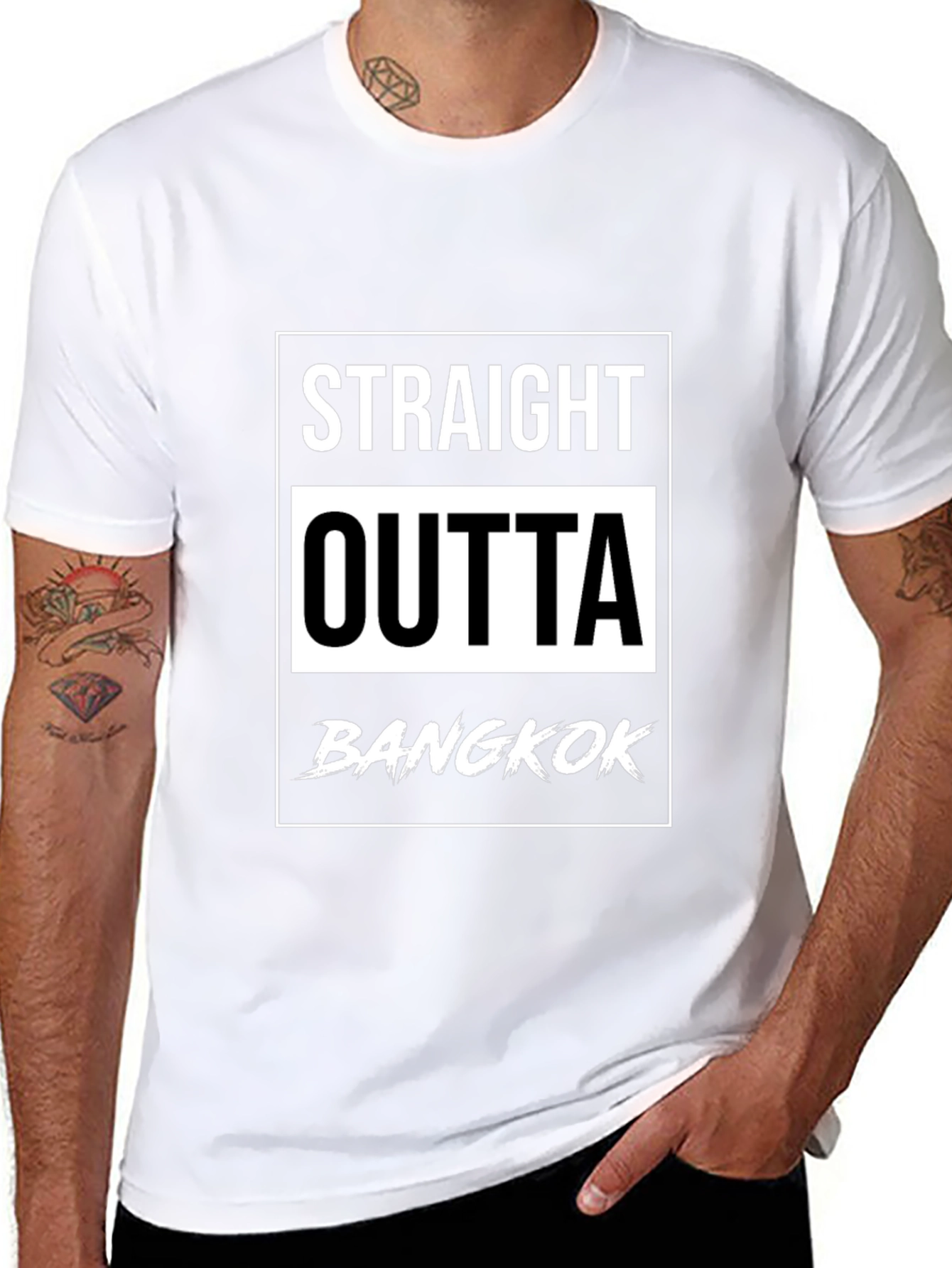 Straight Outta Bangkok Black Graphic T-Shirt