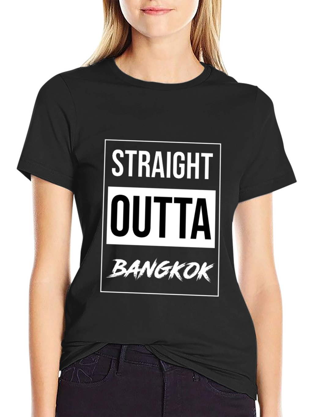 Straight Outta Bangkok Black Graphic T-Shirt