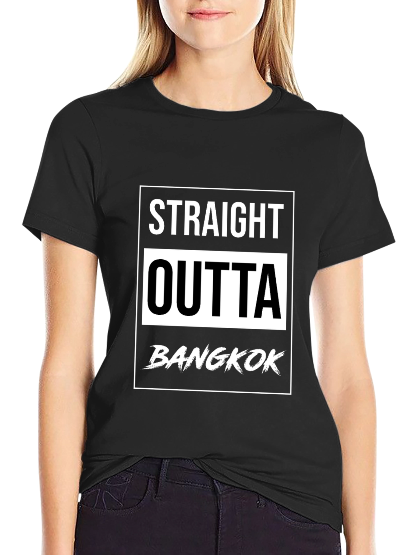 Straight Outta Bangkok Black Graphic T-Shirt