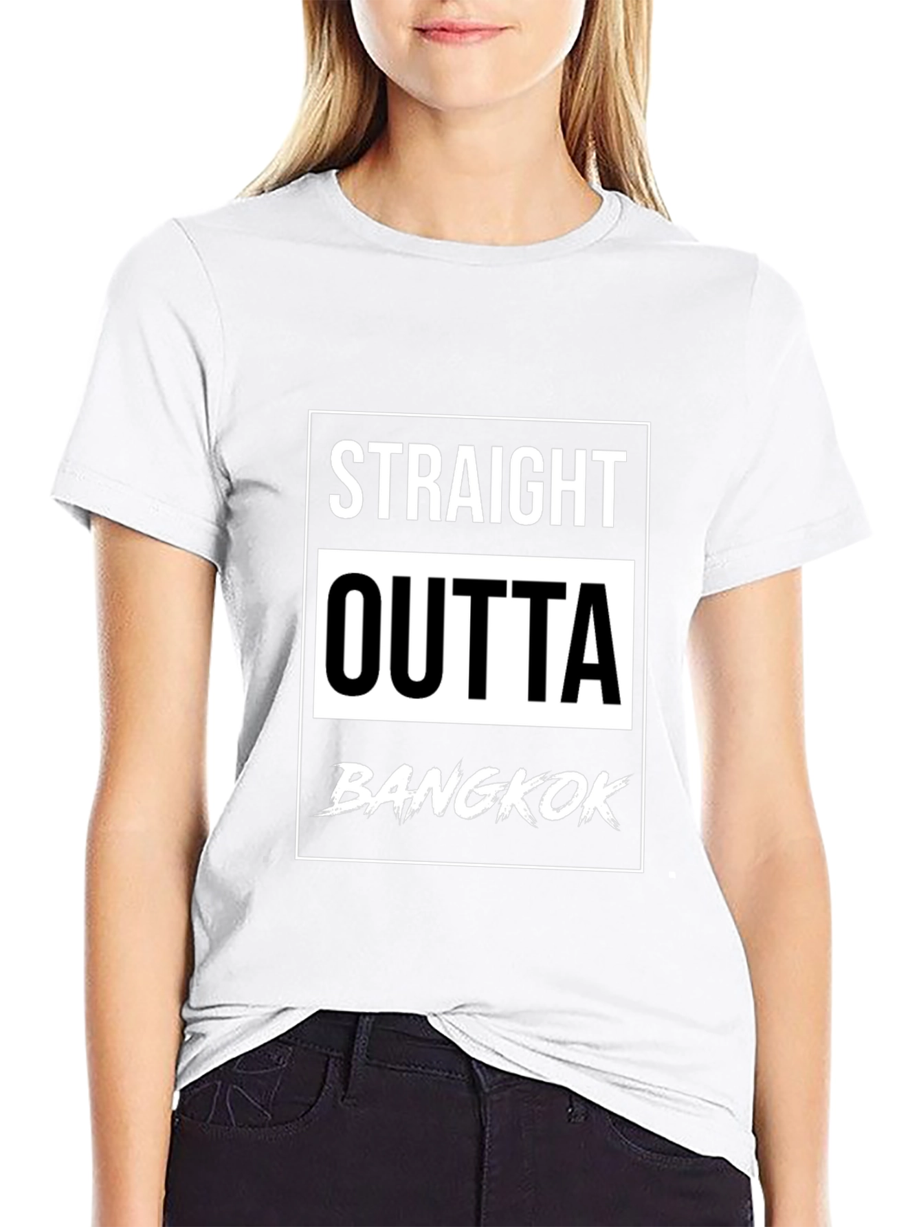 Straight Outta Bangkok Black Graphic T-Shirt