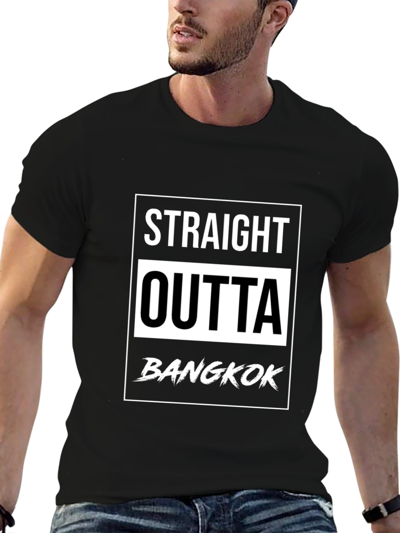 Straight Outta Bangkok Black Graphic T-Shirt