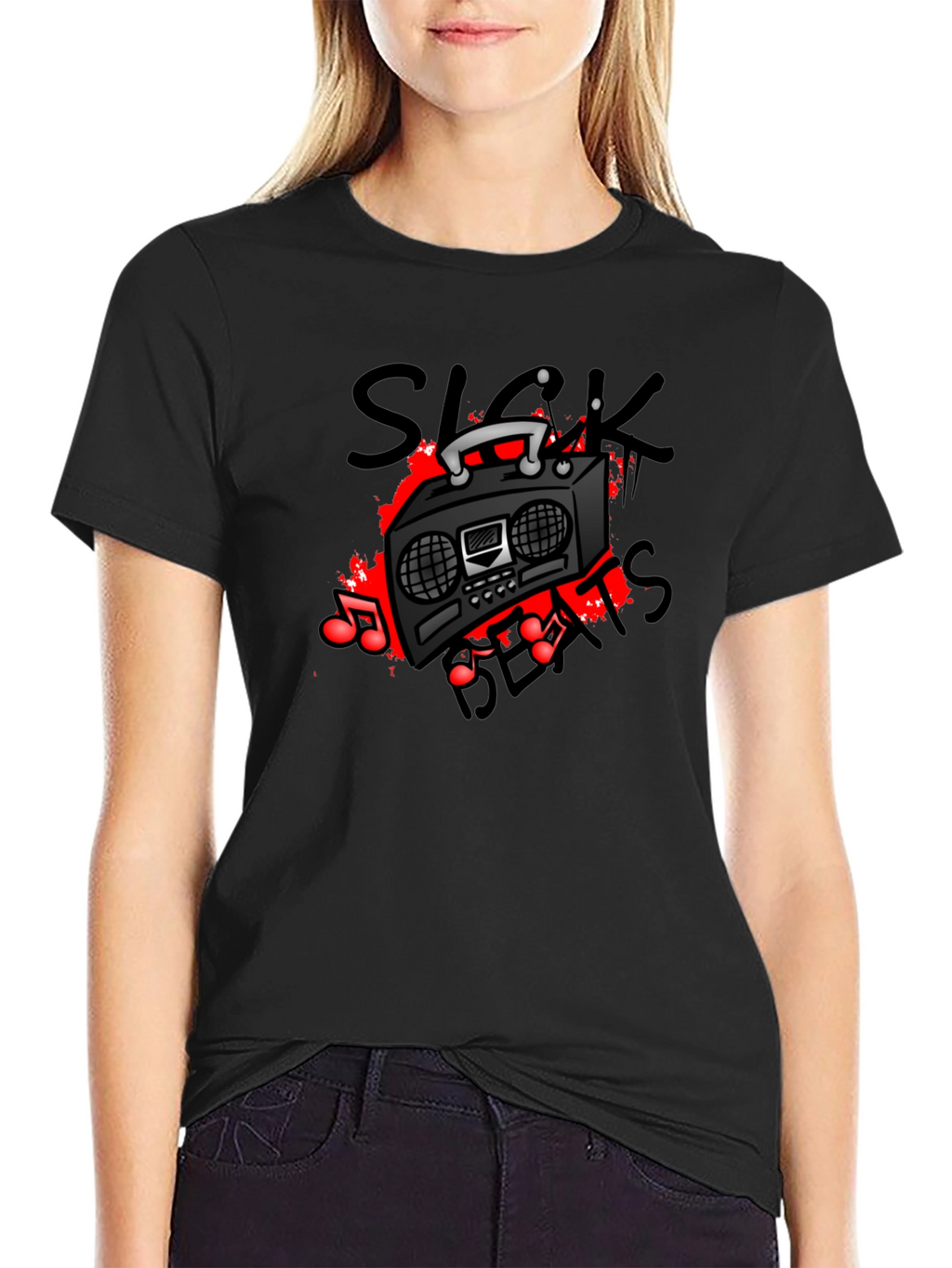 Sick Beats Graphic Tee - Cool Boombox Design