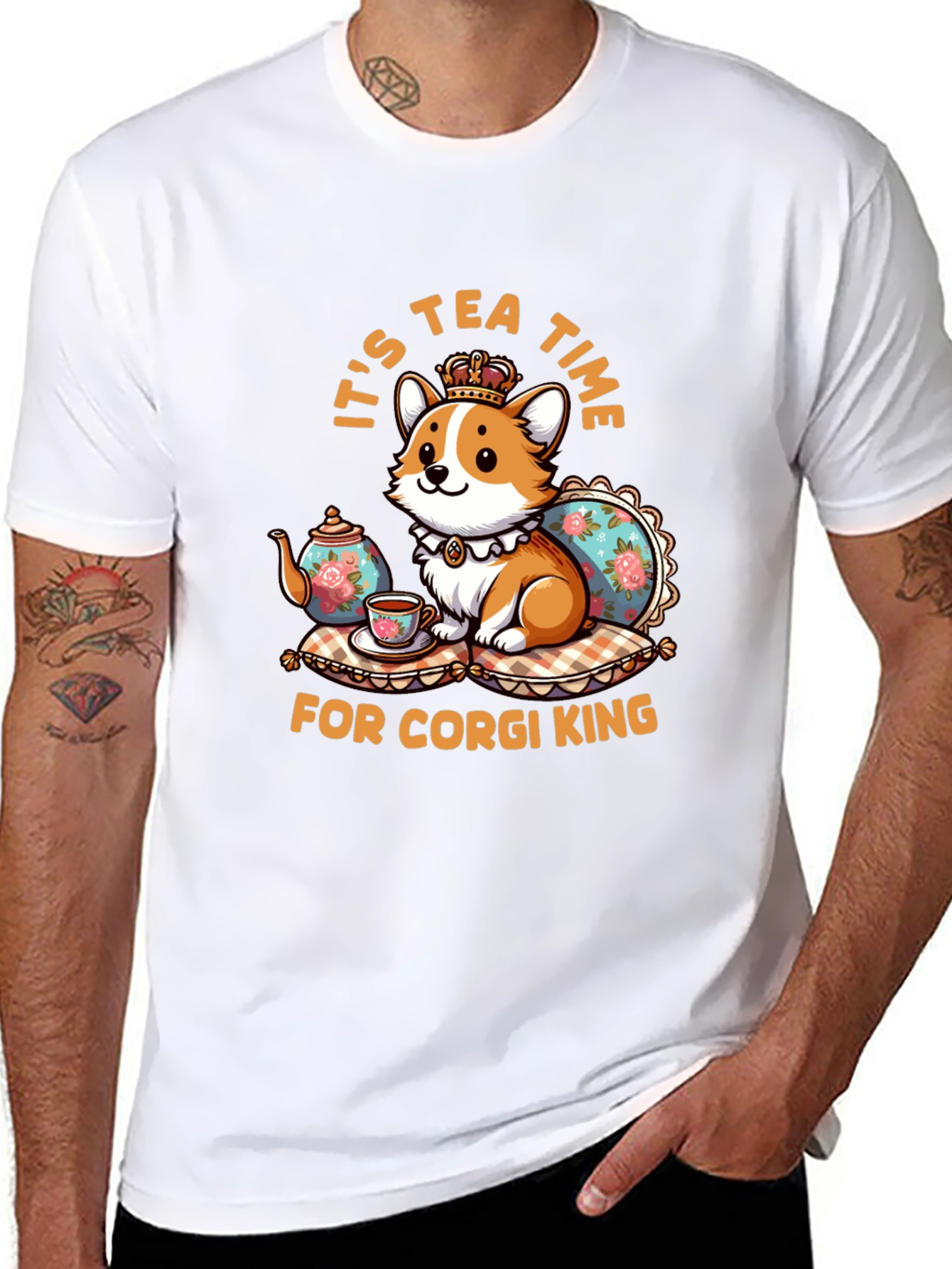 Corgi King Tea Time Graphic Tee