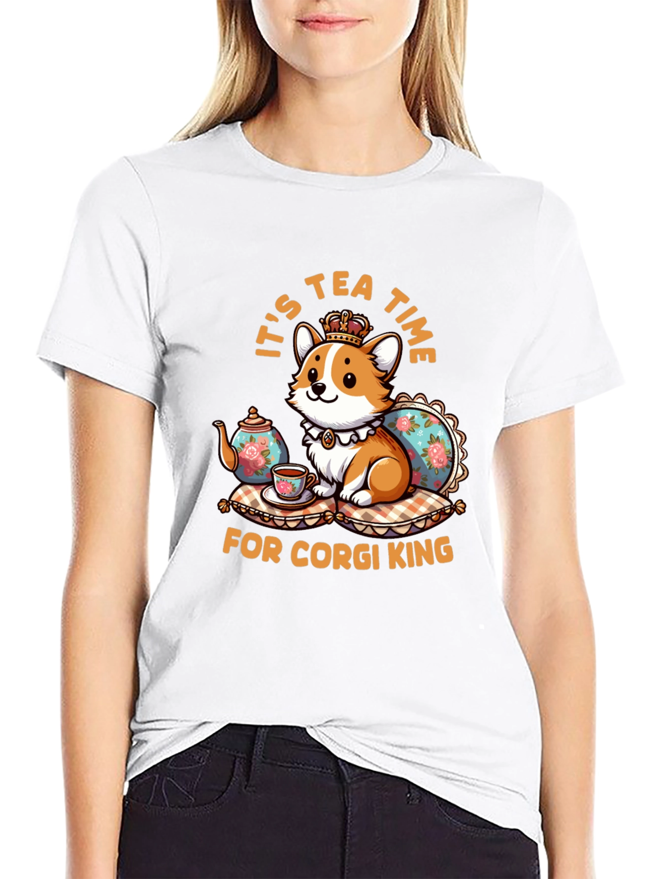 Corgi King Tea Time Graphic Tee