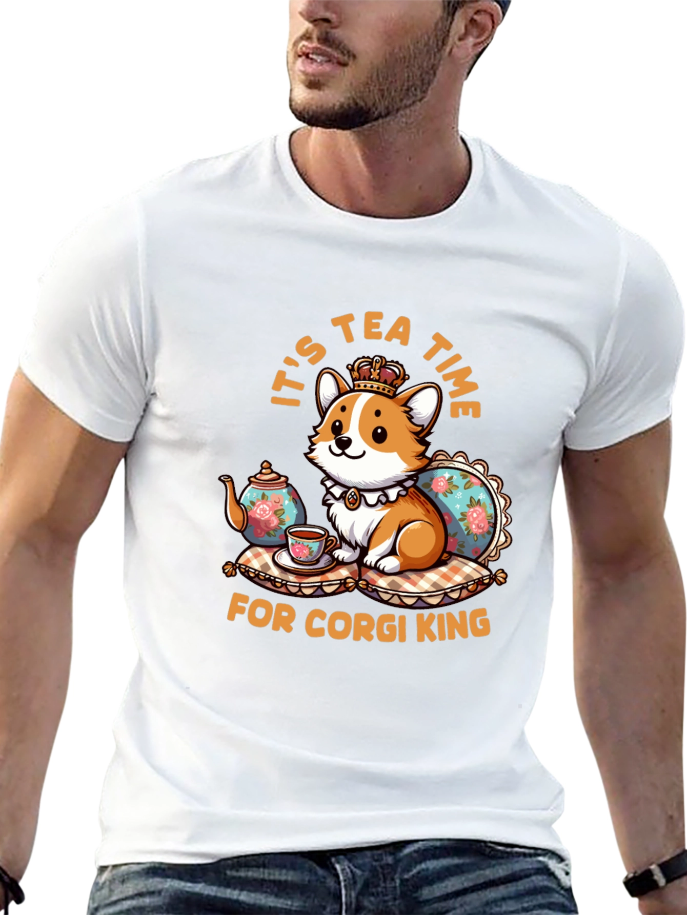 Corgi King Tea Time Graphic Tee