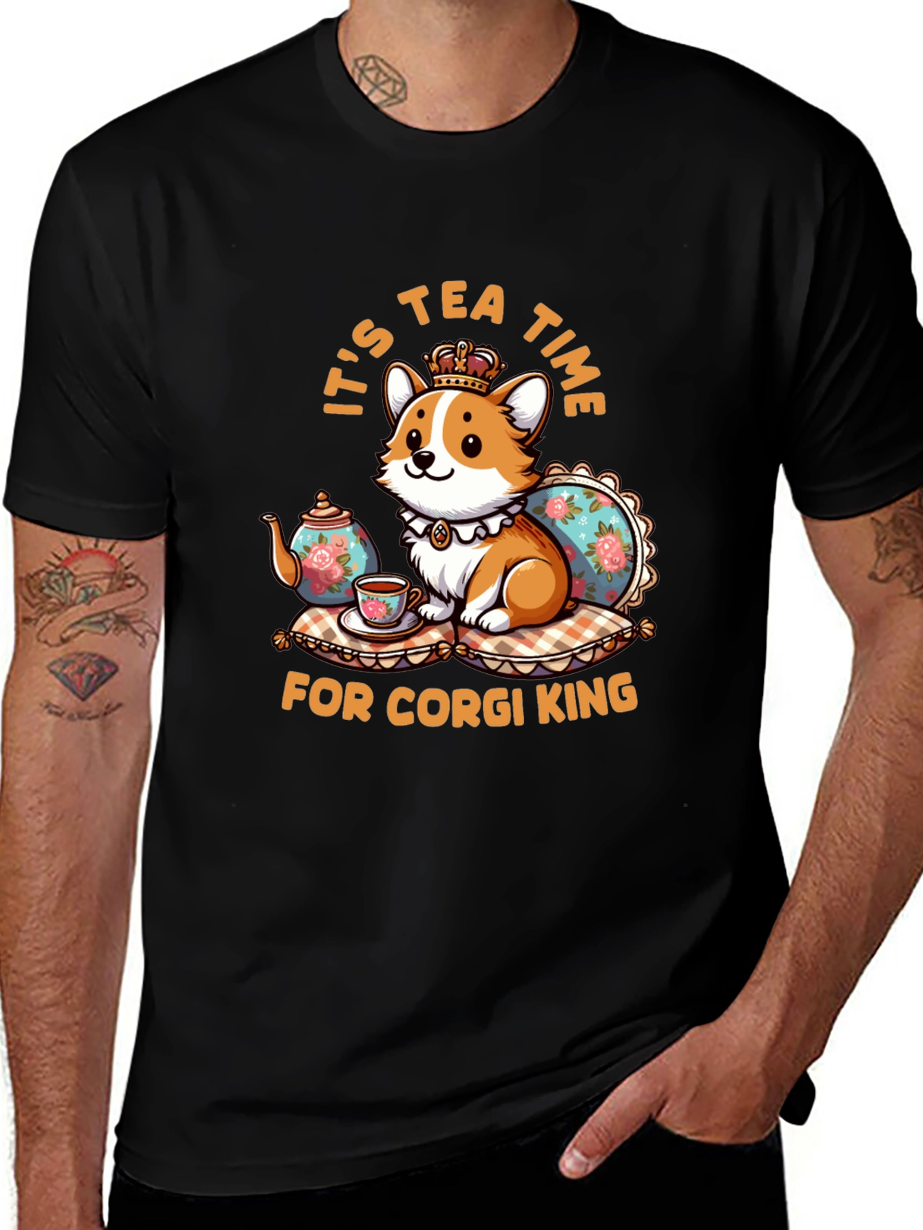 Corgi King Tea Time Graphic Tee