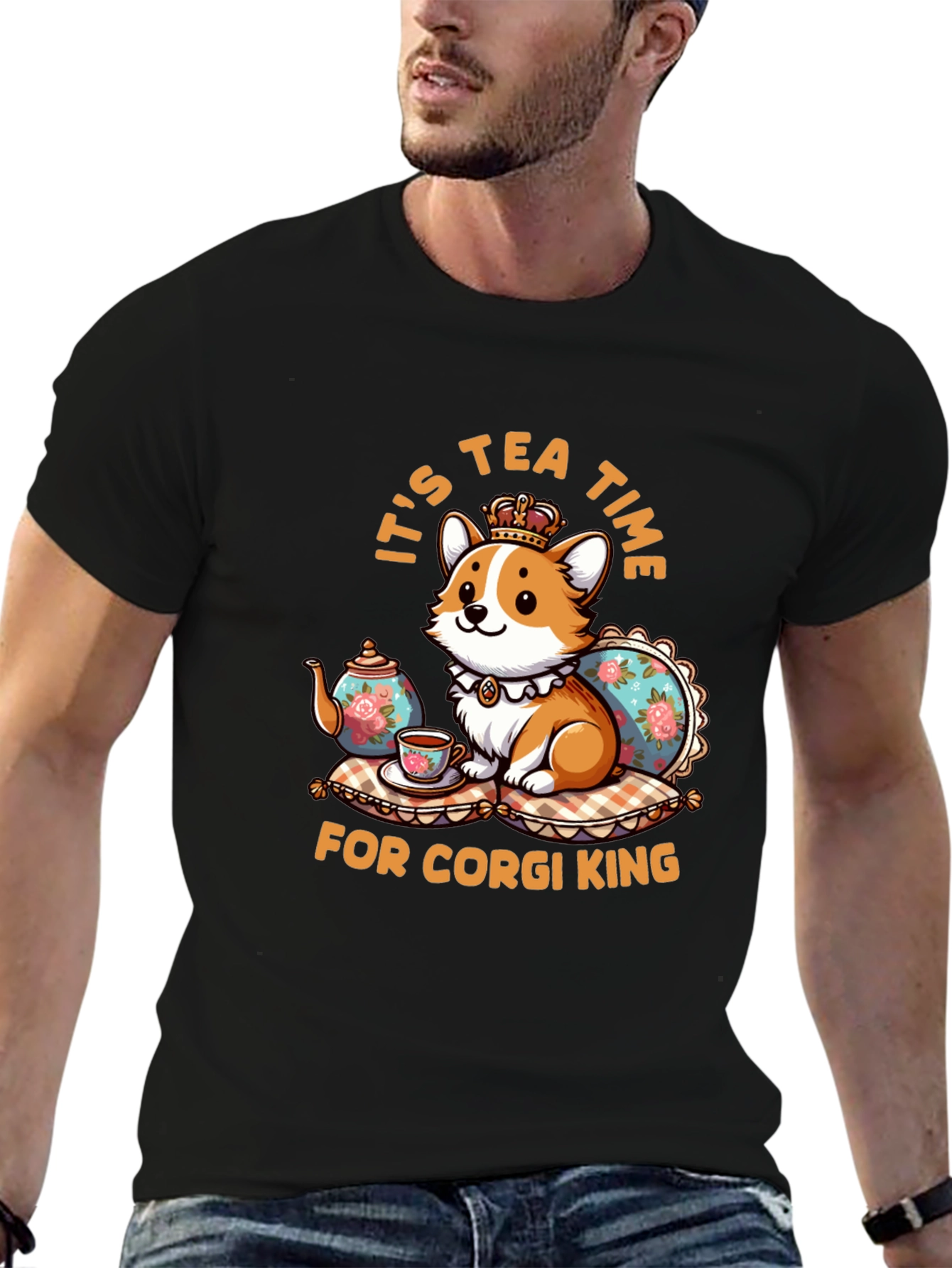 Corgi King Tea Time Graphic Tee
