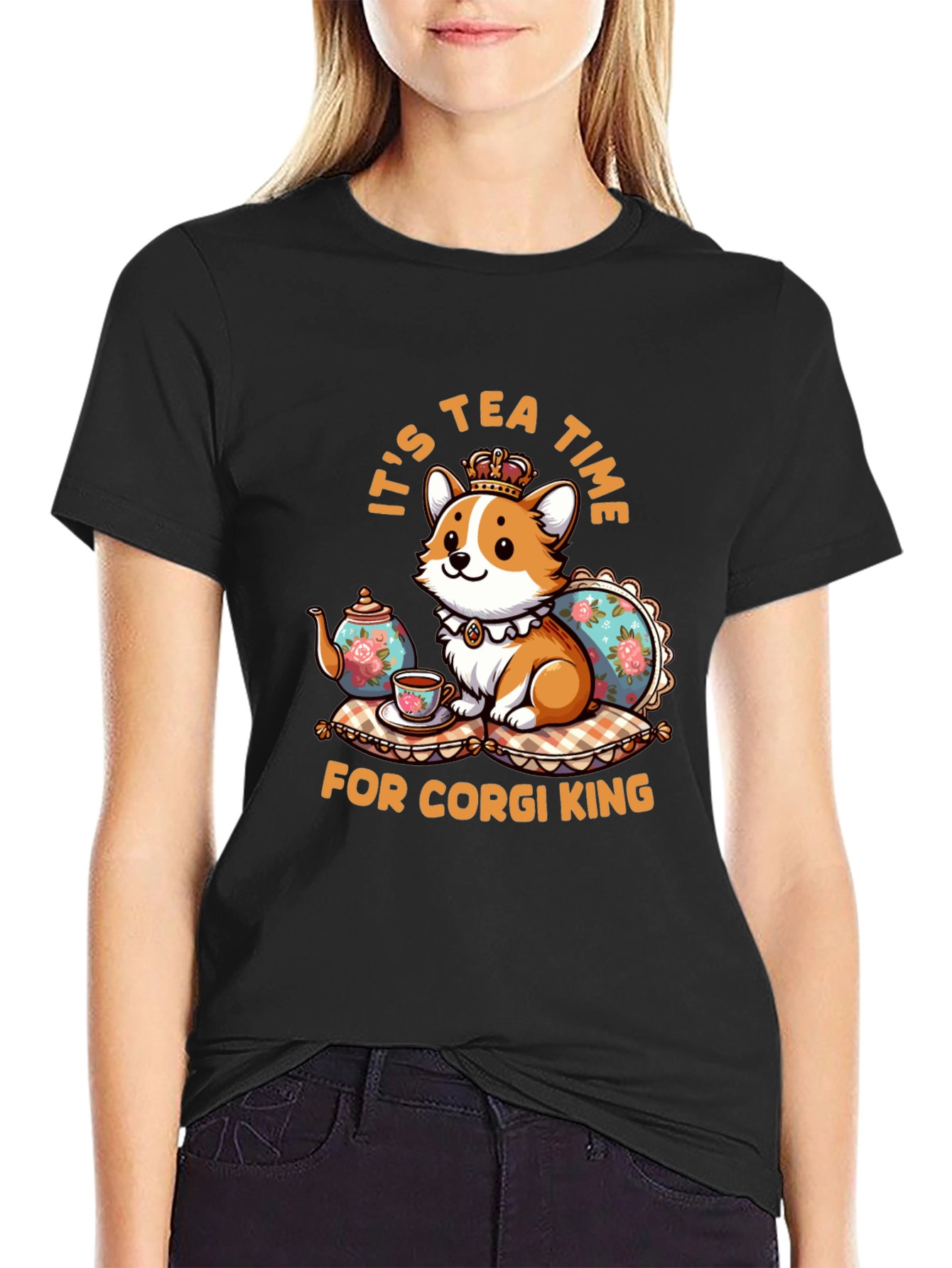 Corgi King Tea Time Graphic Tee