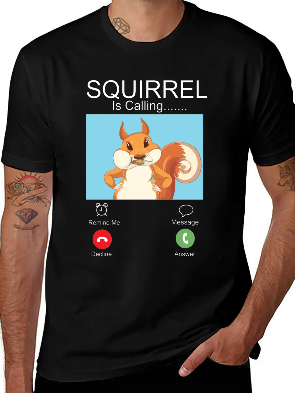 Squirrel Acorn Phone Display Unisex Short Sleeve Soft Cotton T-Shirt – Casual Everyday Wear