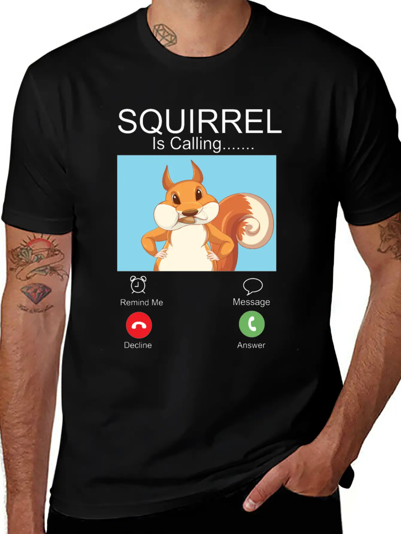 Squirrel Acorn Phone Display Unisex Short Sleeve Soft Cotton T-Shirt – Casual Everyday Wear