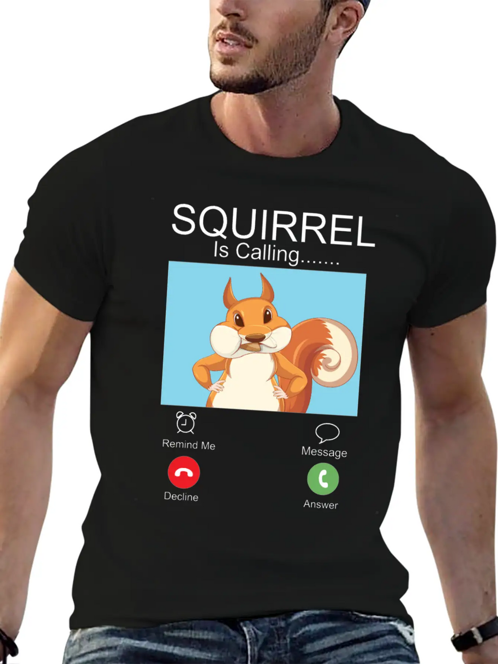 Squirrel Acorn Phone Display Unisex Short Sleeve Soft Cotton T-Shirt – Casual Everyday Wear