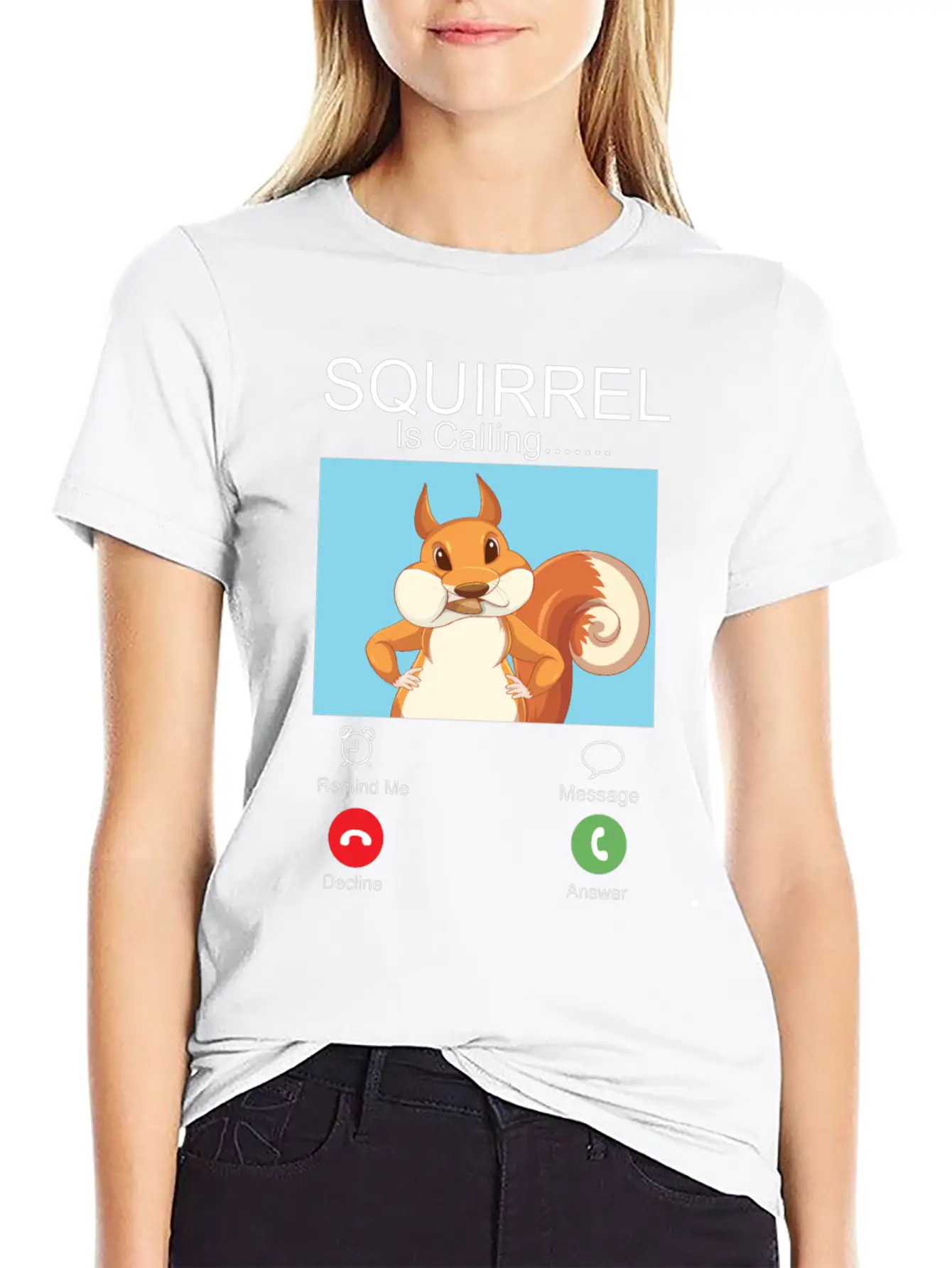 Squirrel Acorn Phone Display Unisex Short Sleeve Soft Cotton T-Shirt – Casual Everyday Wear