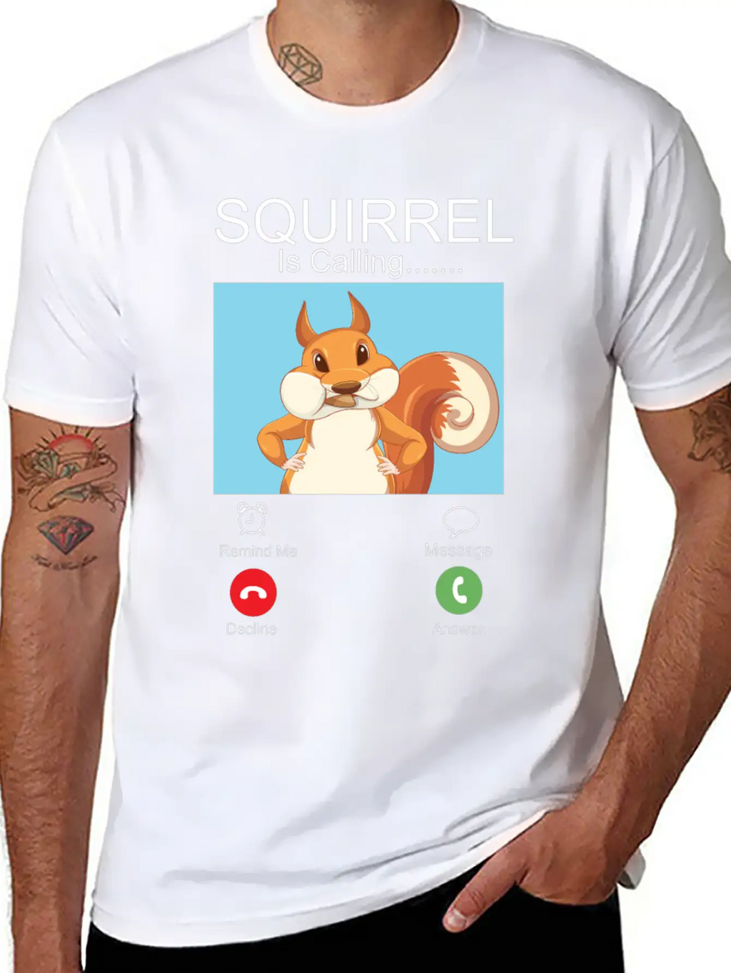 Squirrel Acorn Phone Display Unisex Short Sleeve Soft Cotton T-Shirt – Casual Everyday Wear