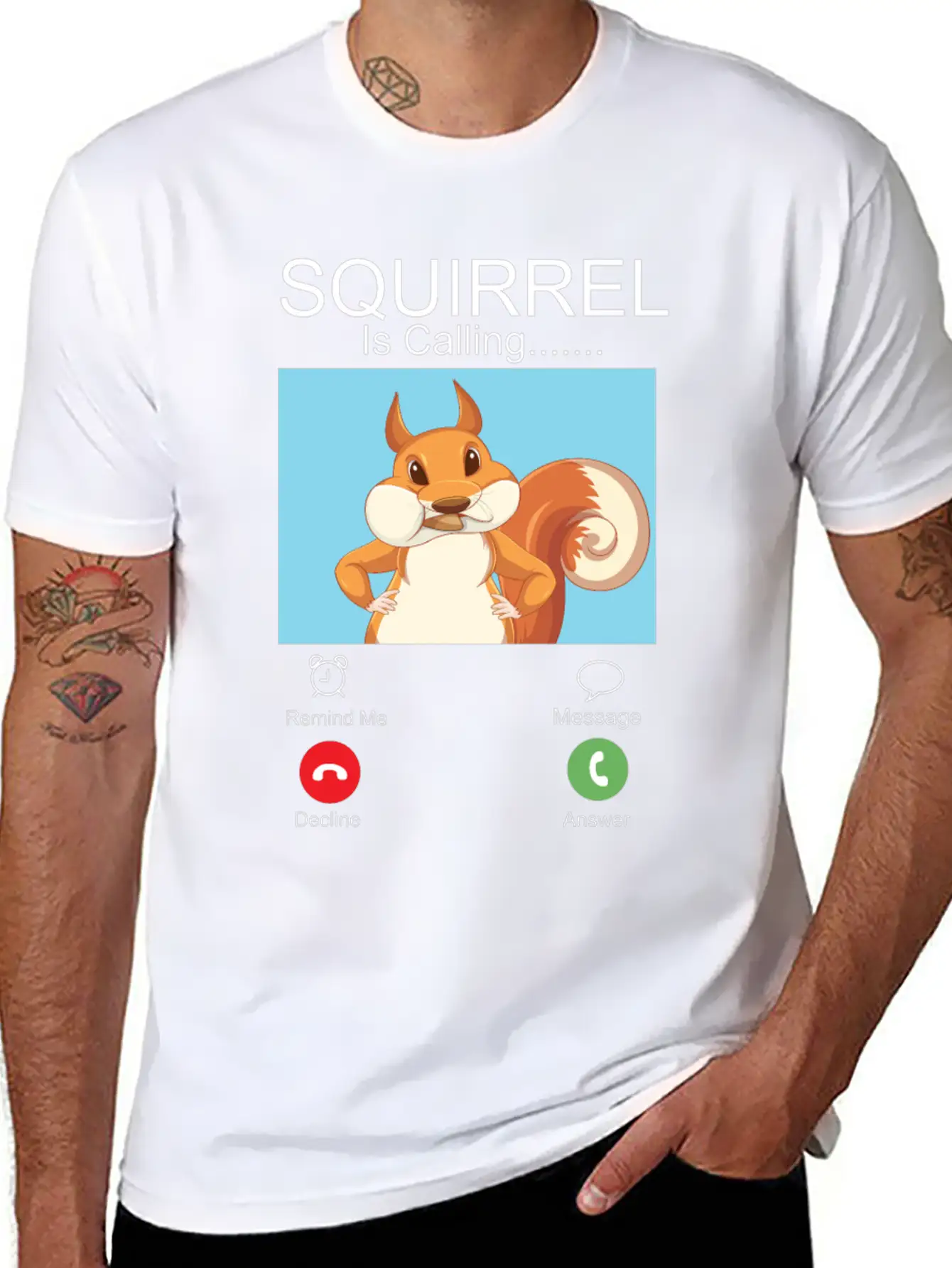 Squirrel Acorn Phone Display Unisex Short Sleeve Soft Cotton T-Shirt – Casual Everyday Wear