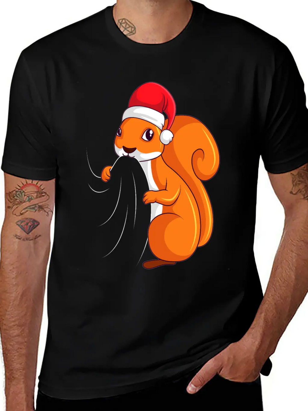 Squirrel Christmas Children Ladies Unisex Casual T-Shirt – Clean Design For Daily Comfort
