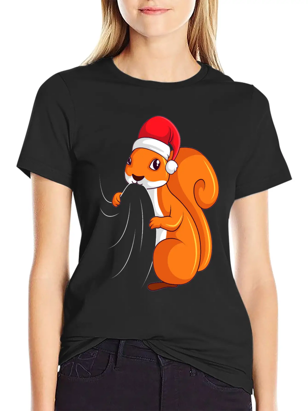 Squirrel Christmas Children Ladies Unisex Casual T-Shirt – Clean Design For Daily Comfort