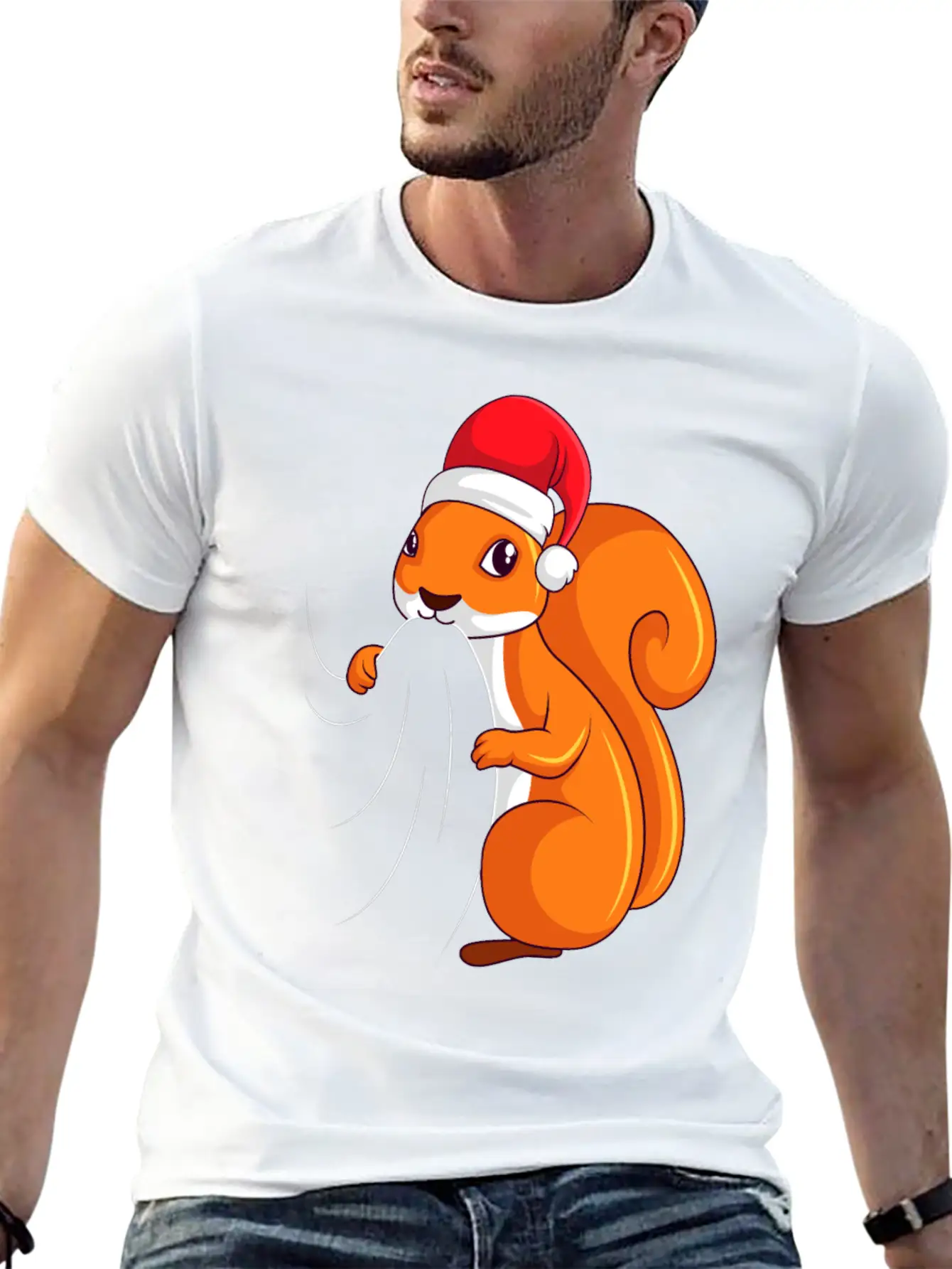 Squirrel Christmas Children Ladies Unisex Casual T-Shirt – Clean Design For Daily Comfort