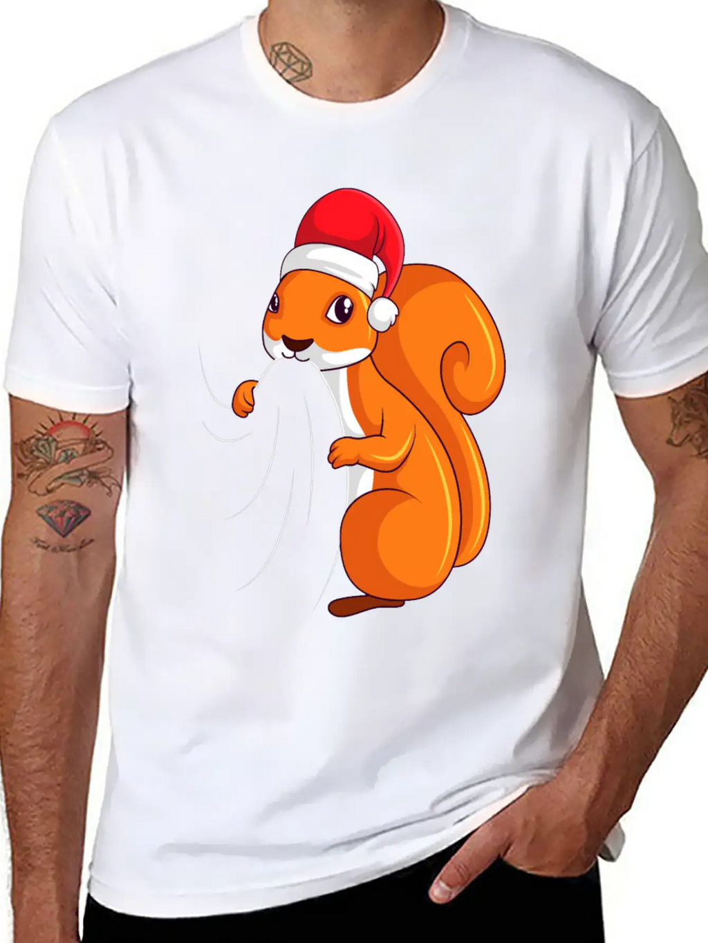 Squirrel Christmas Children Ladies Unisex Casual T-Shirt – Clean Design For Daily Comfort