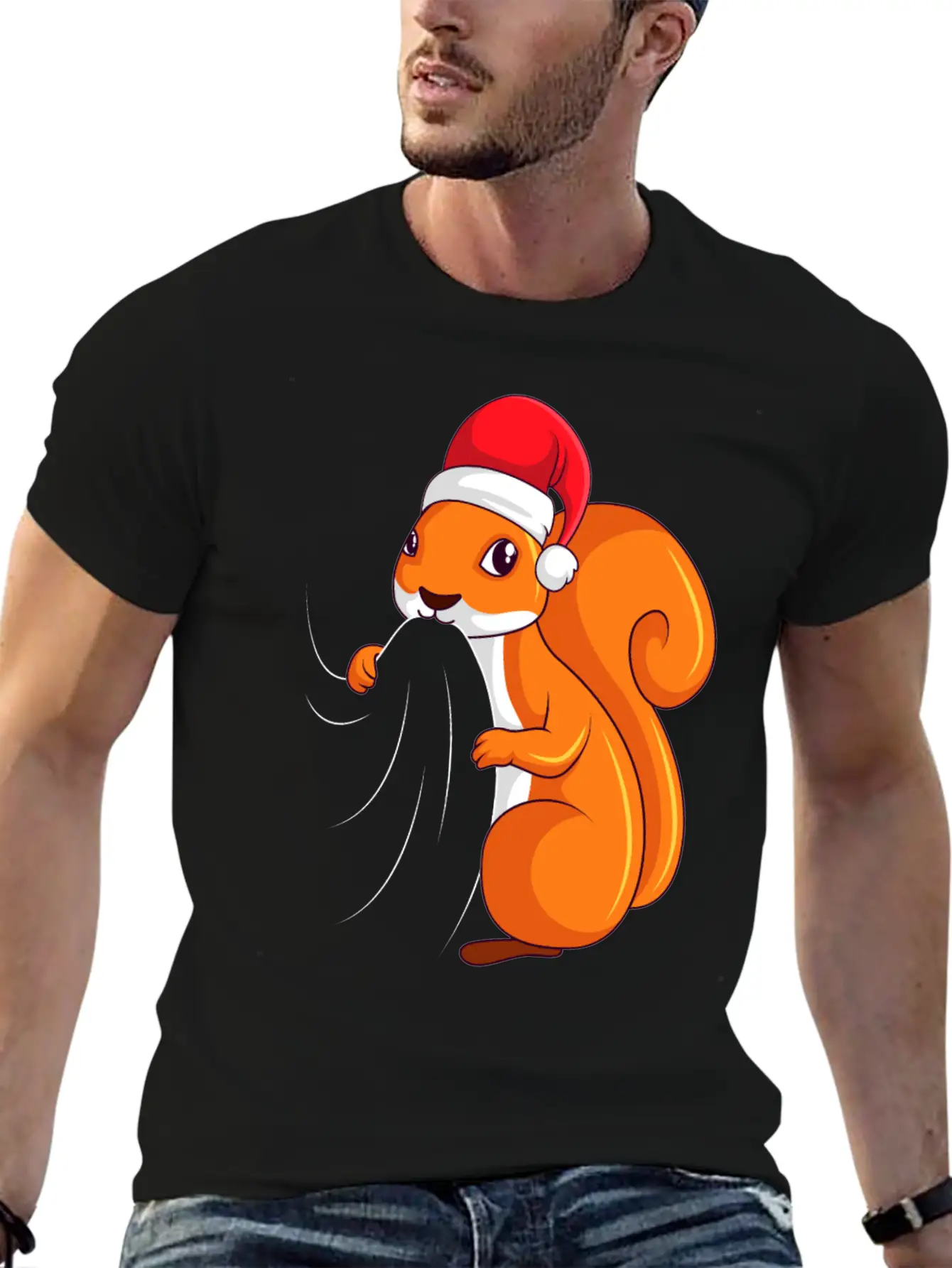 Squirrel Christmas Children Ladies Unisex Casual T-Shirt – Clean Design For Daily Comfort