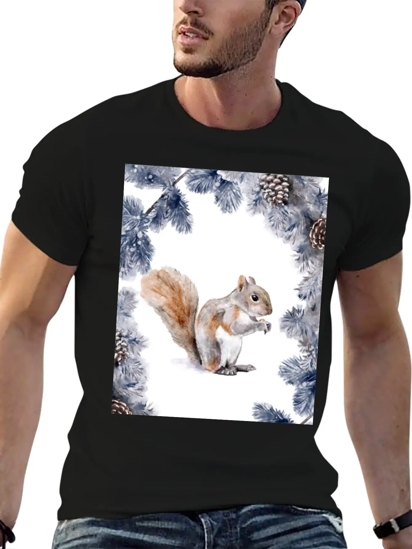 Squirrel In Winter Unisex Casual T-Shirt – Clean Design For Daily Comfort