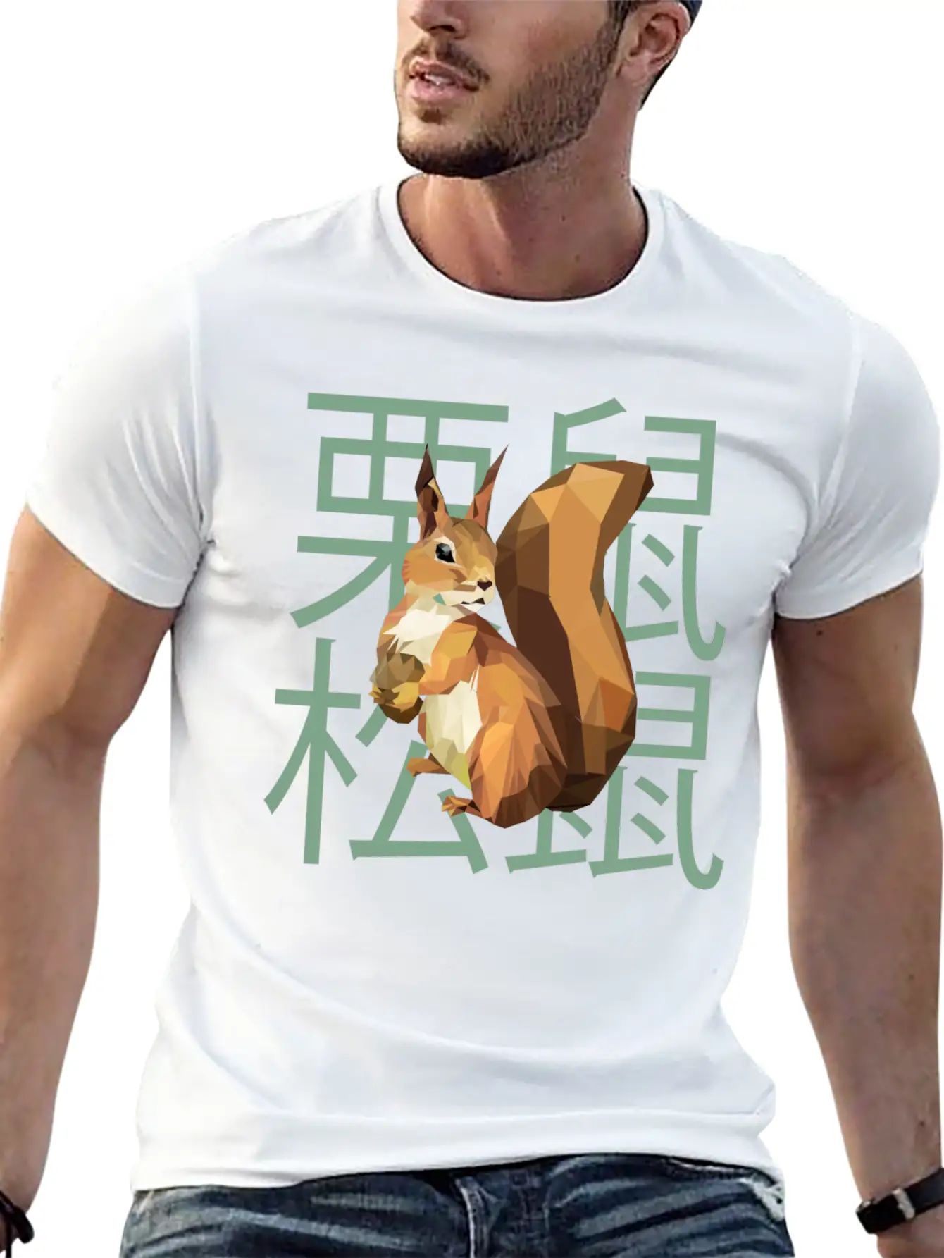 Squirrel, Low Poly, Japanese, Chinese Essential Cotton Tee For Daily Outfits – Unisex Style